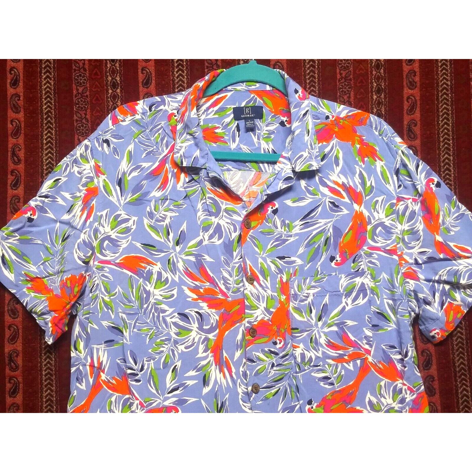 George George Mens Hawaiian Shirt L(42-44) Tropical Birds blue oran Size US L / EU 52-54 / 3 - 3 Thumbnail