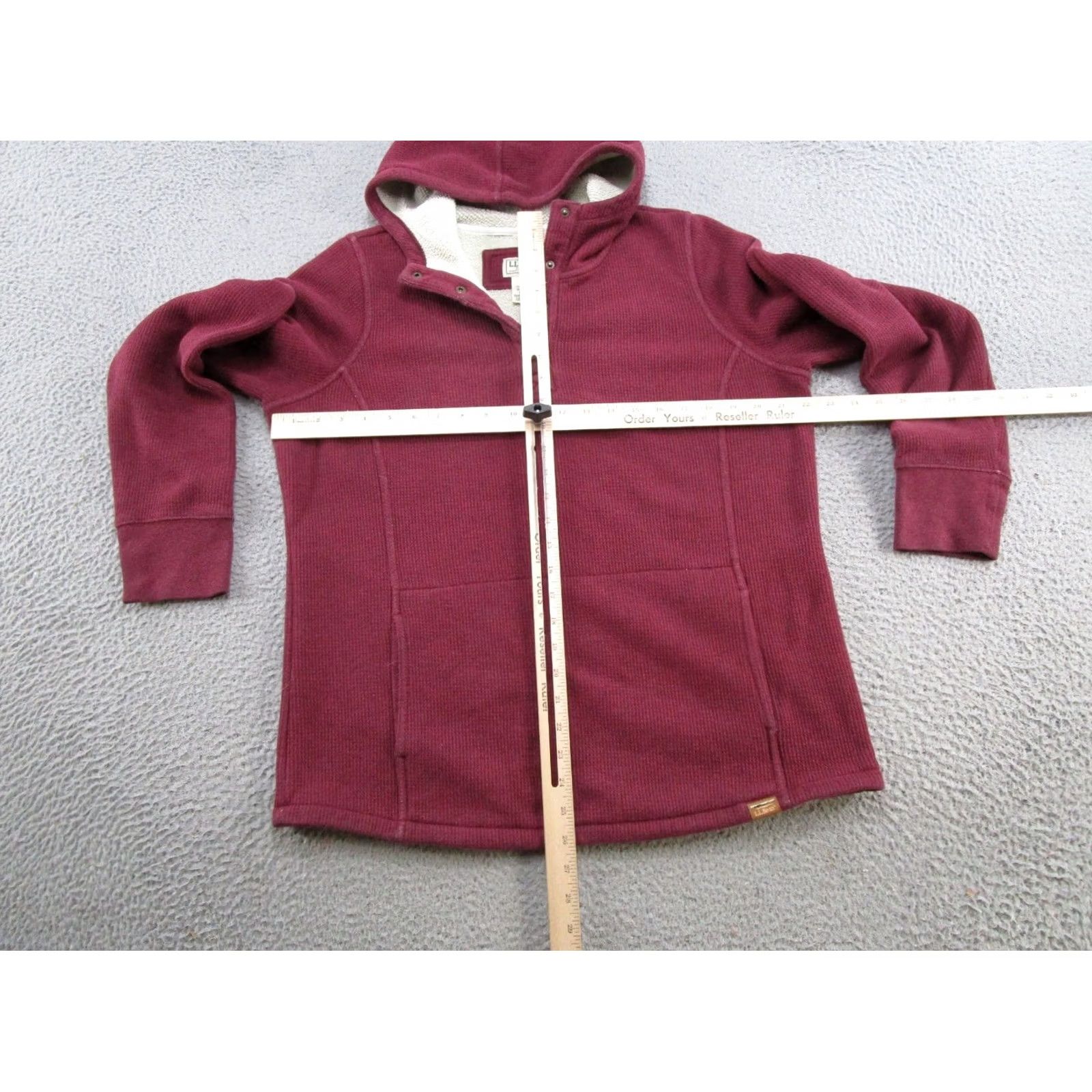 Vintage LL Bean Hoodie Womens Size L Katahdin Iron Works Waffle Fleece Pullover Red Size L / US 10 / IT 46 - 4 Thumbnail