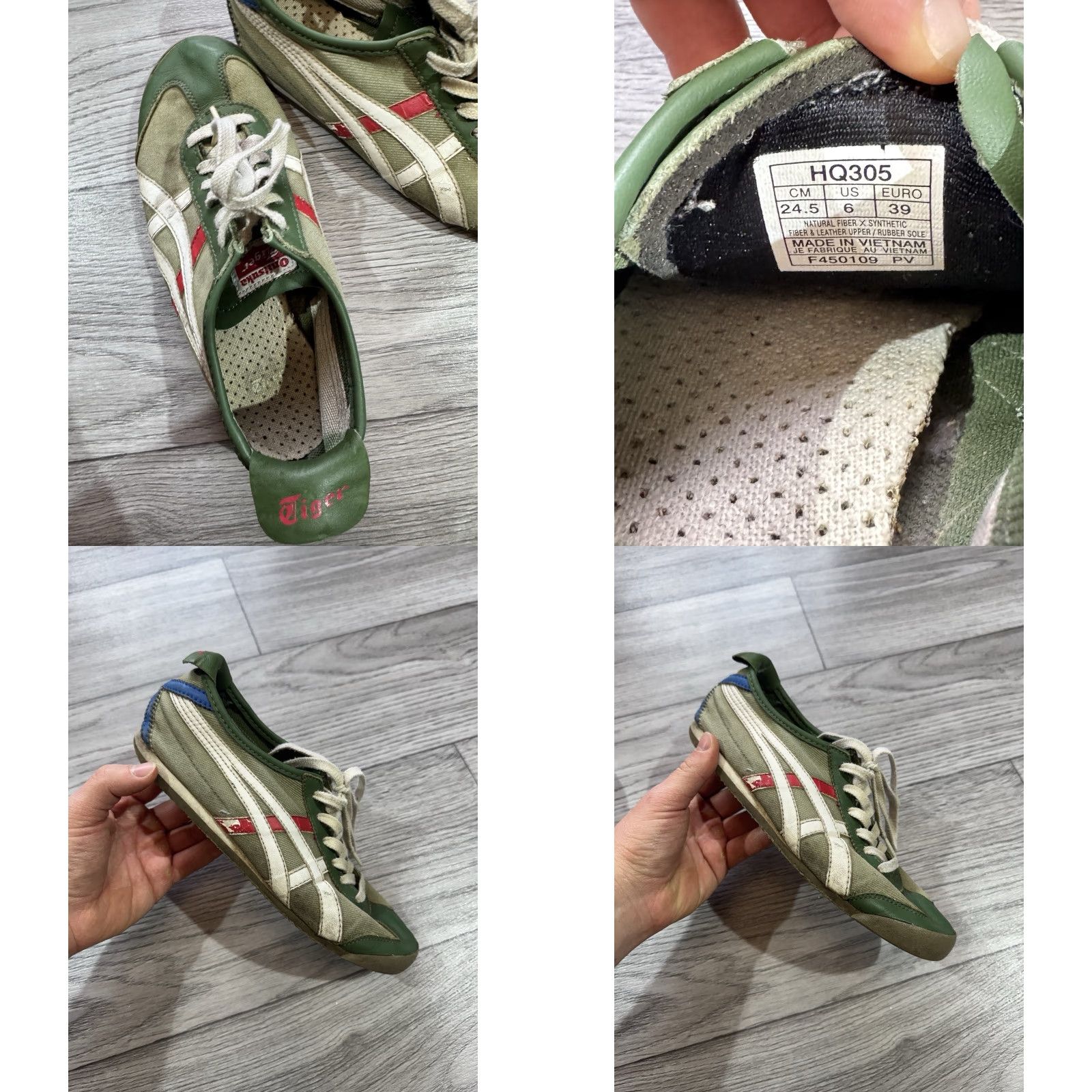 Onitsuka Tiger Onitsuka Tiger Serrano HQ305 Sneaker Army Green/White/Red Unisex Adults US 6 EU 39 Leather/Cotton Shoes Size US 6 / EU 39 - 9 Thumbnail