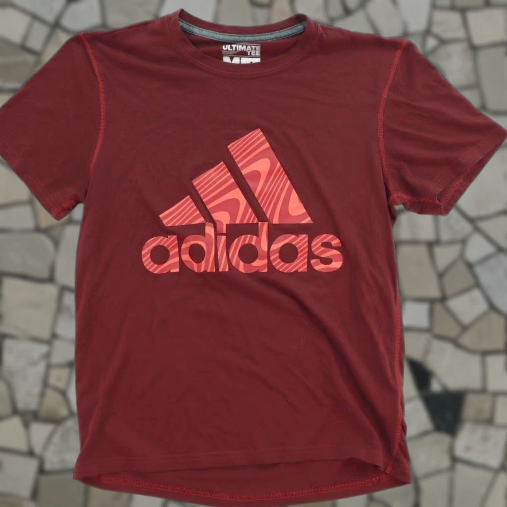 Adidas Adidas Wavy Logo Graphic T-Shirt Maroon Men's M Size US M / EU 48-50 / 2 - 1 Thumbnail