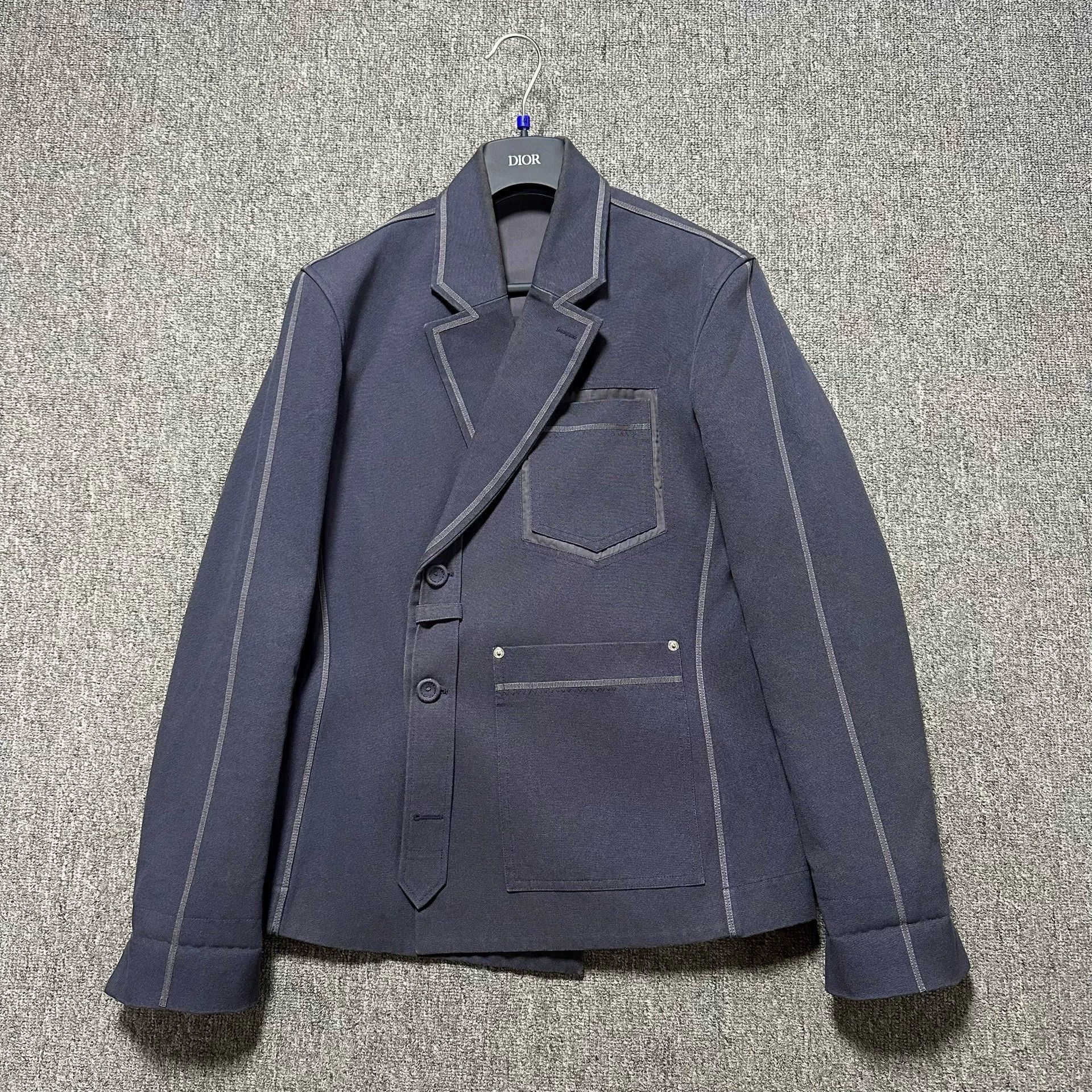 Dior Dior Navy Blue Suit Jacket with Tie Size US M / EU 48-50 / 2 - 1 Thumbnail