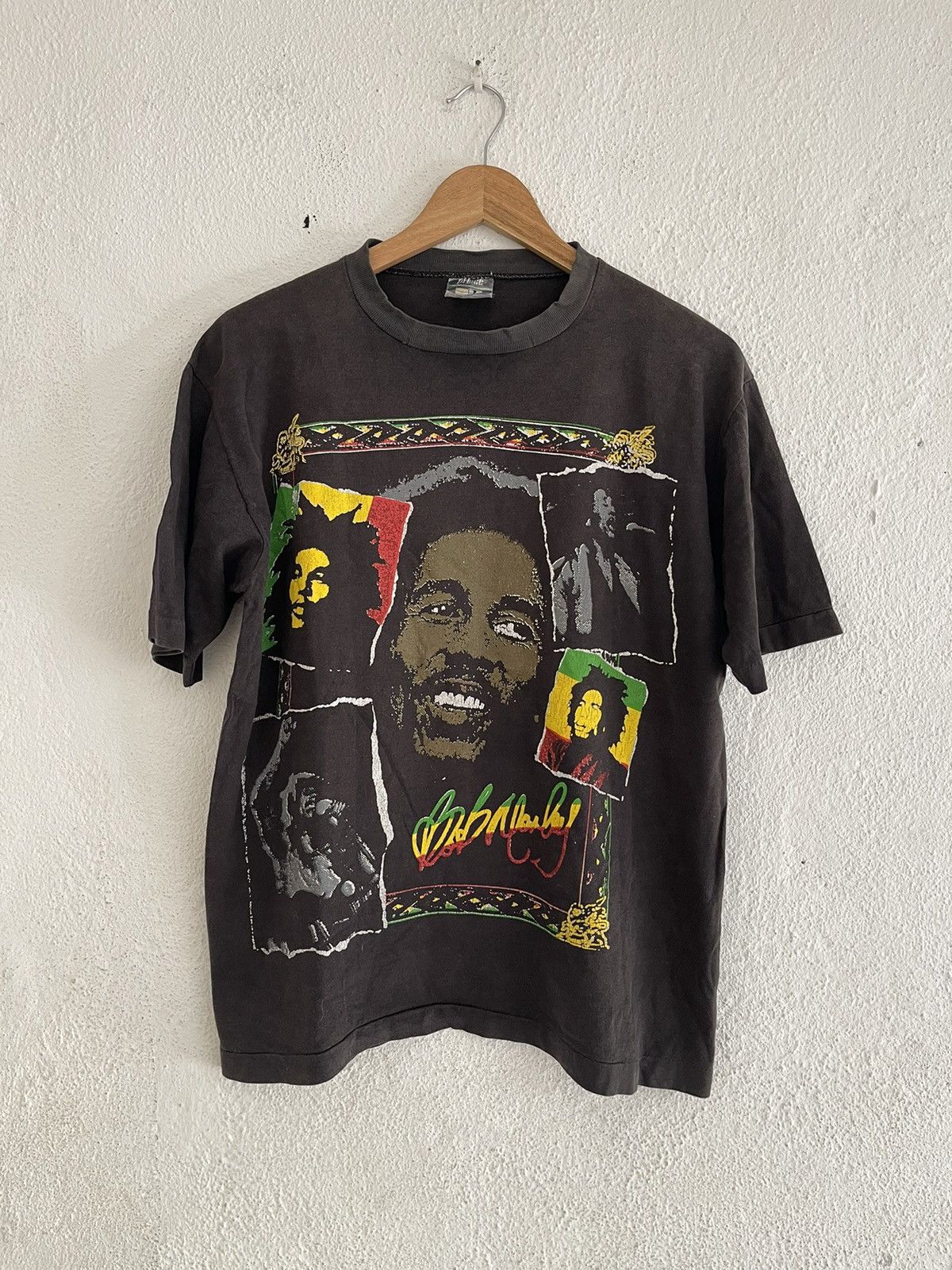 Band Tees × Vintage Vintage Bob Marley Mirror Print Rasta Size US L / EU 52-54 / 3 - 1 Thumbnail