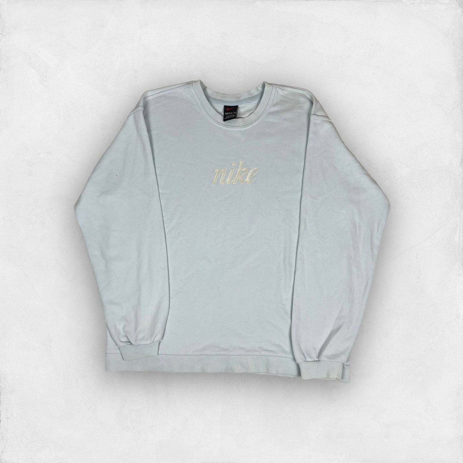 Nike × Vintage Nike Women's Blue Spellout Pullover Sweatshirt Medium 8-10 Size M / US 6-8 / IT 42-44 - 1 Thumbnail