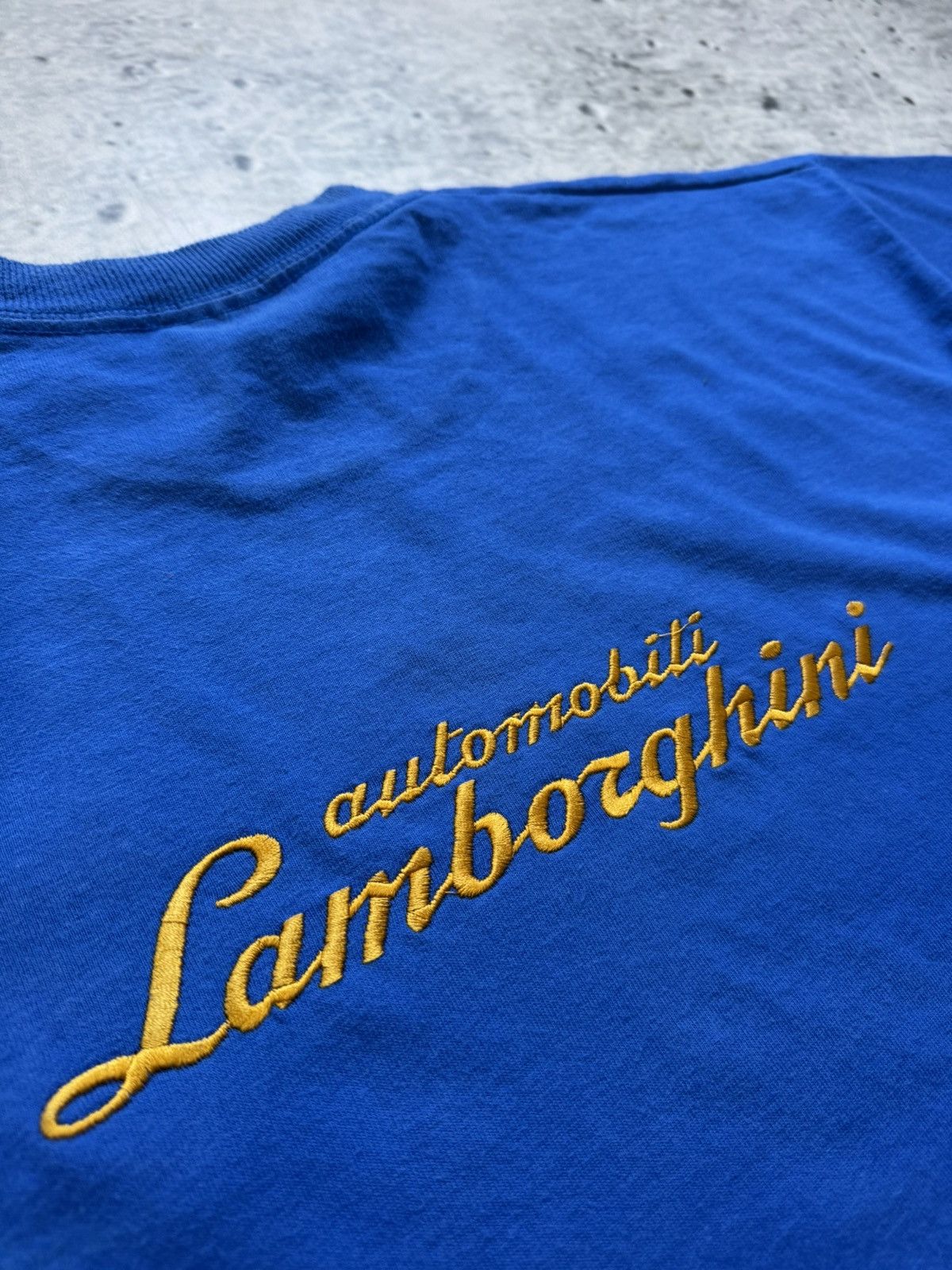 Lamborghini Lamborghini automobili vintage big logo blue tee Size US XL / EU 56 / 4 - 5 Thumbnail