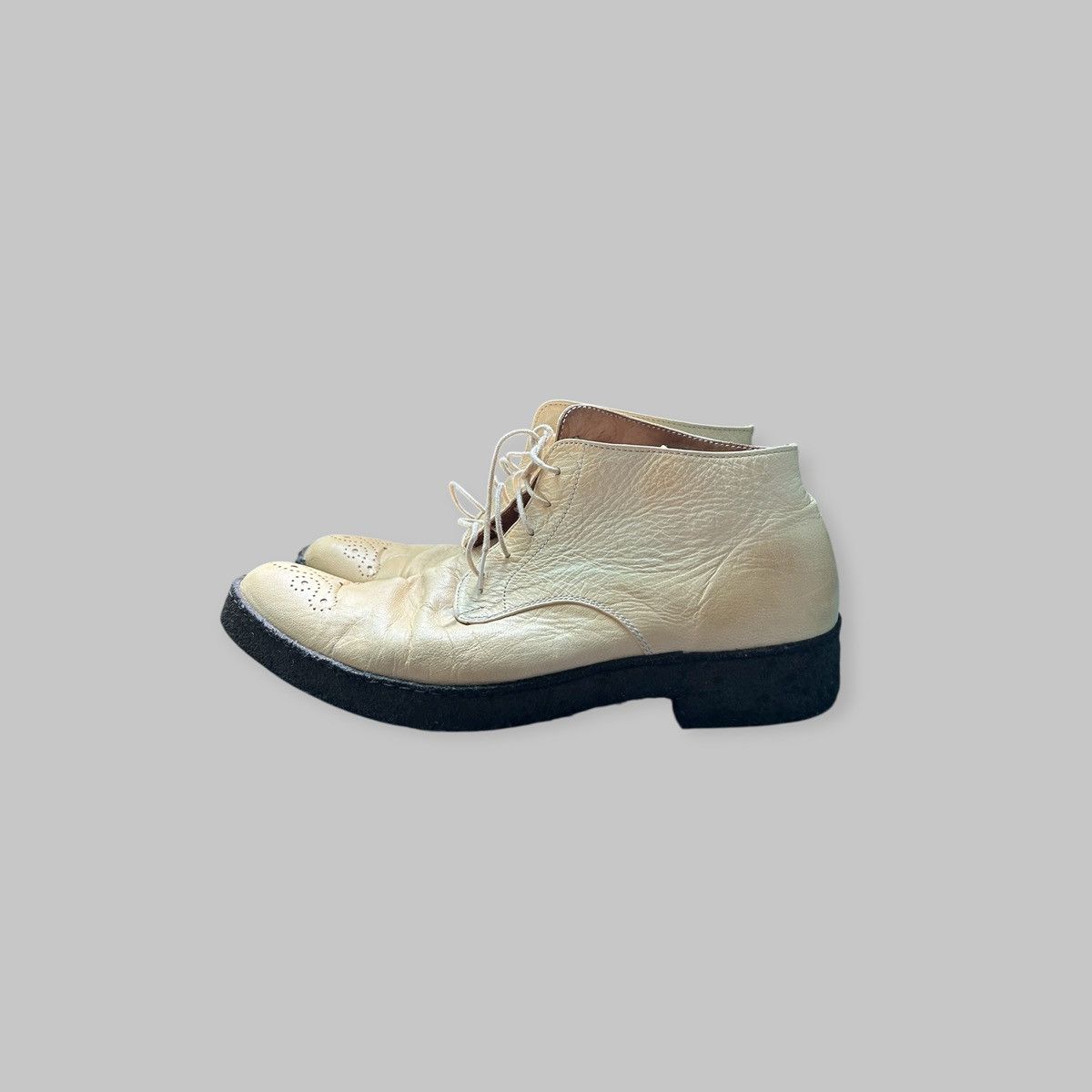 Maison MIHARA YASUHIRO White/Yellow Leather Desert Ankle Wingtip Rockabilly Boots Size US 8 / EU 41 - 20 Thumbnail