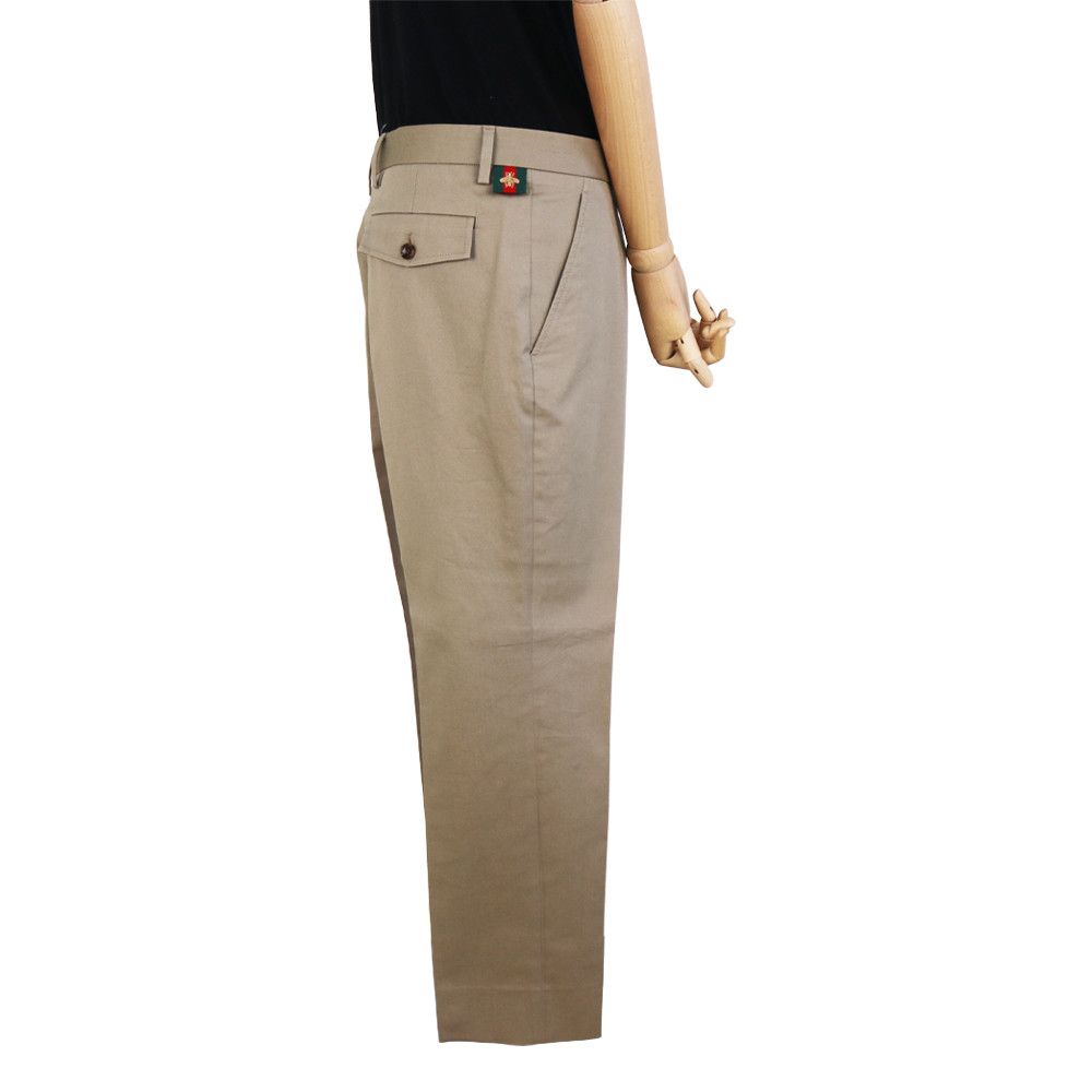 Gucci Gucci Beige Cotton Trousers with Web & Bee Waistband Detail Size 50R - 3 Thumbnail