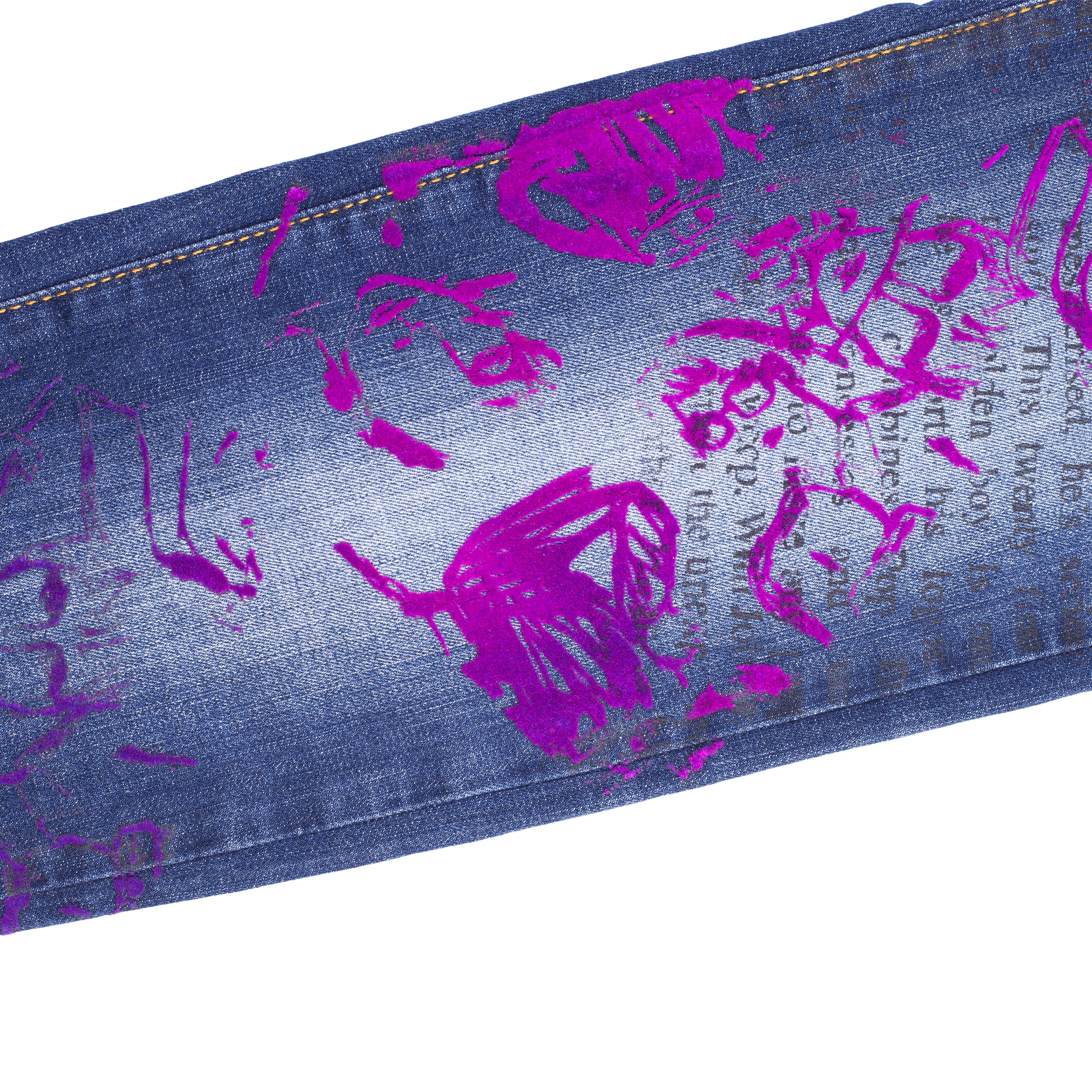 John Galliano John Galliano Gazette Newspaper Purple Splash Jeans Size 27" / US 4 / IT 40 - 3 Thumbnail