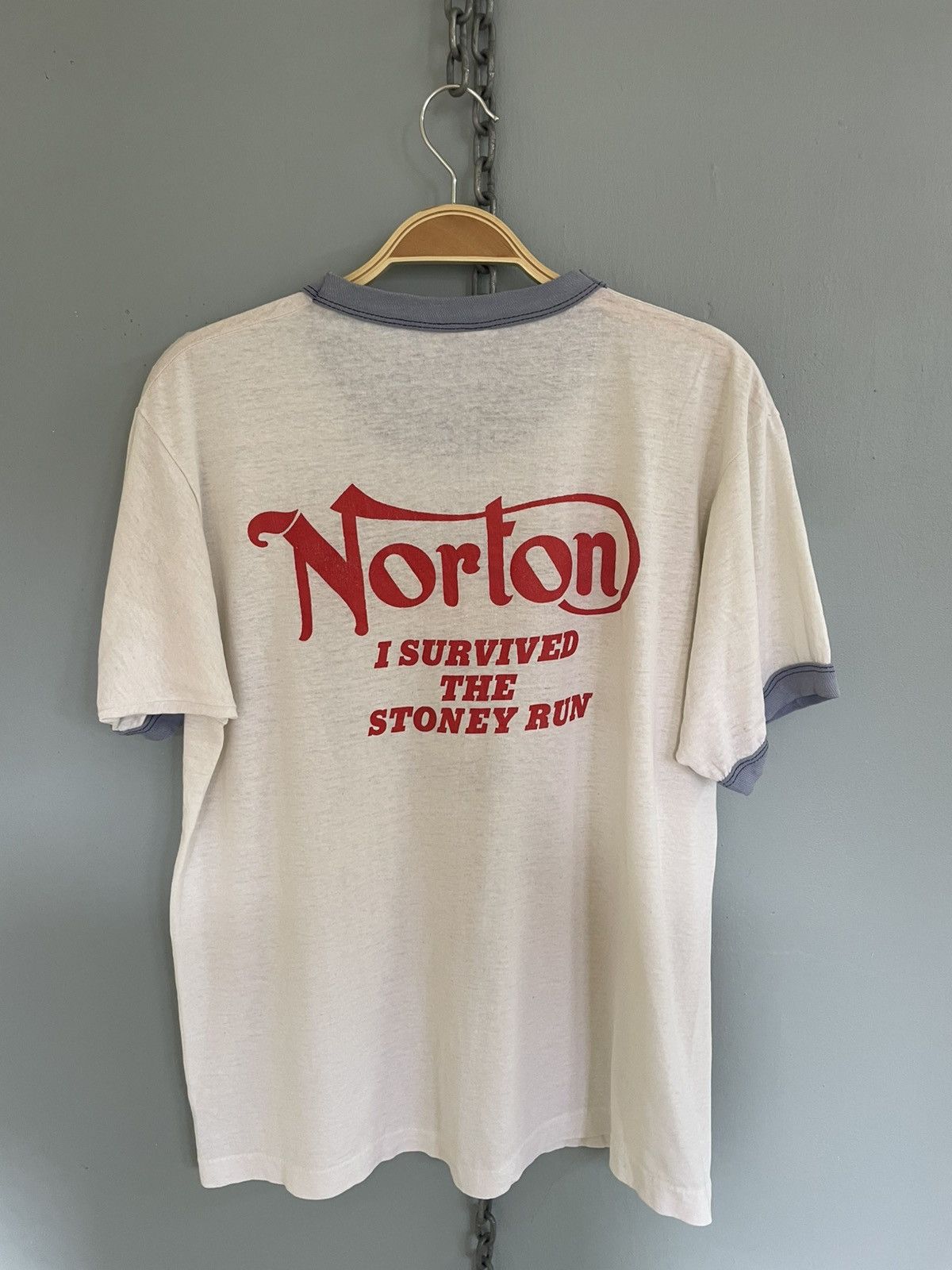 Vintage Vintage 80s Norton motorcycle ringer t shirt Size US L / EU 52-54 / 3 - 2 Thumbnail