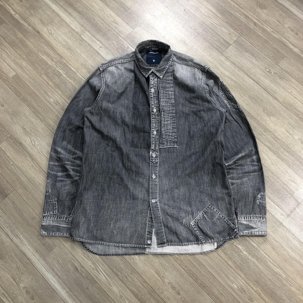 Japanese Brand × Maison MIHARA YASUHIRO Vintage Miharayasuhiro Sashiko Patchworks Washed Denim Shirt Size US L / EU 52-54 / 3 - 2 Thumbnail