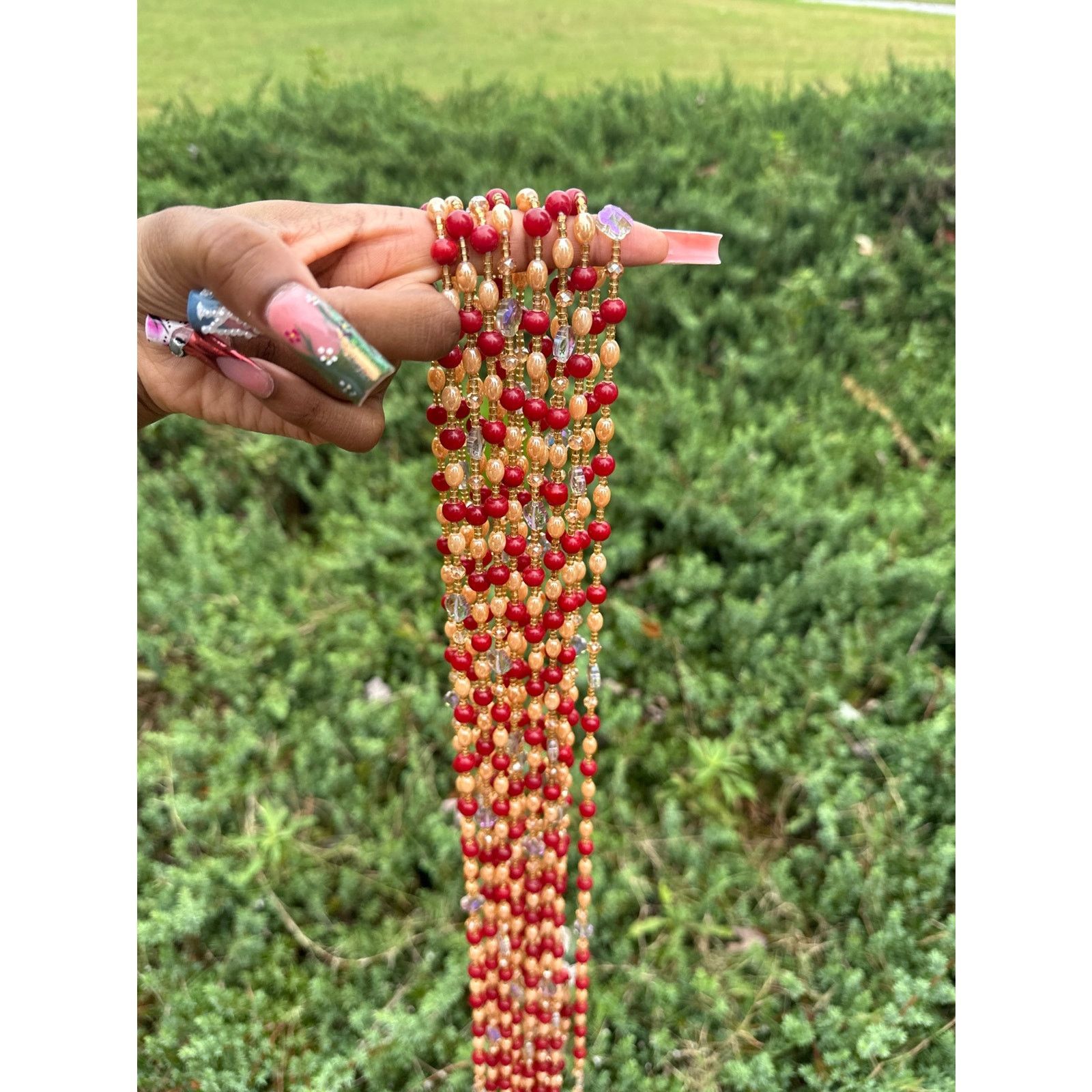 Other Handcrafted African Red & Gold Beaded Body Jewelry Size ONE SIZE - 2 Thumbnail