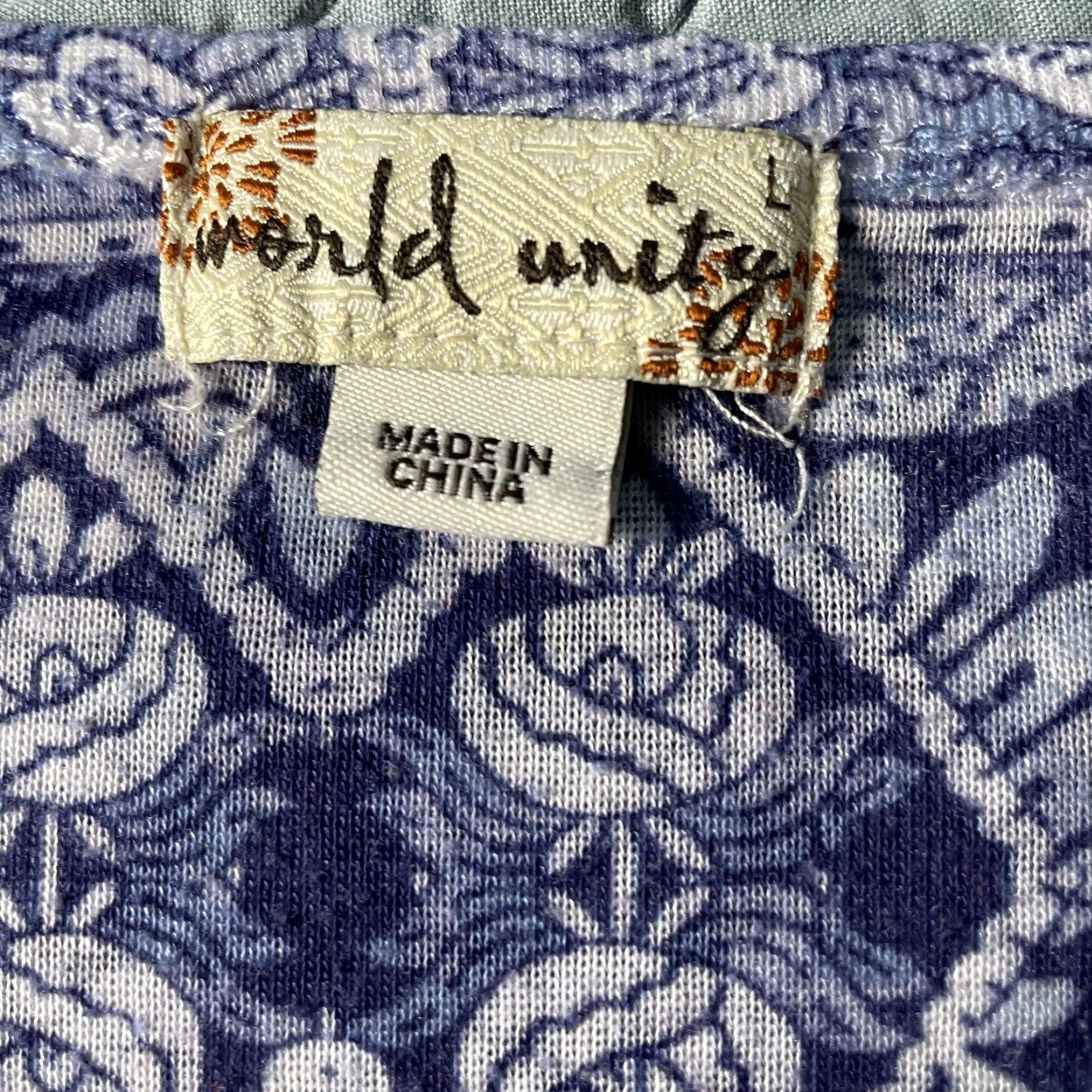 Vintage World Unity Tshirt Womens Large Blue Boho Mandala Studded Short Sleeve Tee Size L / US 10 / IT 46 - 6 Thumbnail