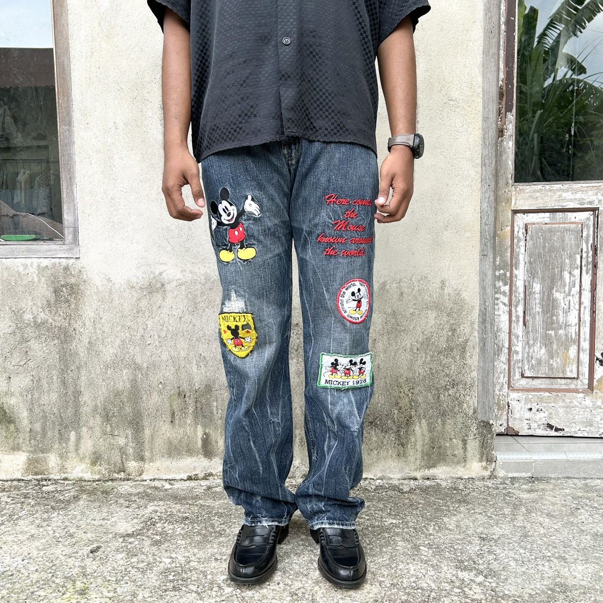Japanese Brand Vintage Denim Doublewaist DISNEY PATCH ART BORDIR Size US 34 / EU 50 - 2 Thumbnail