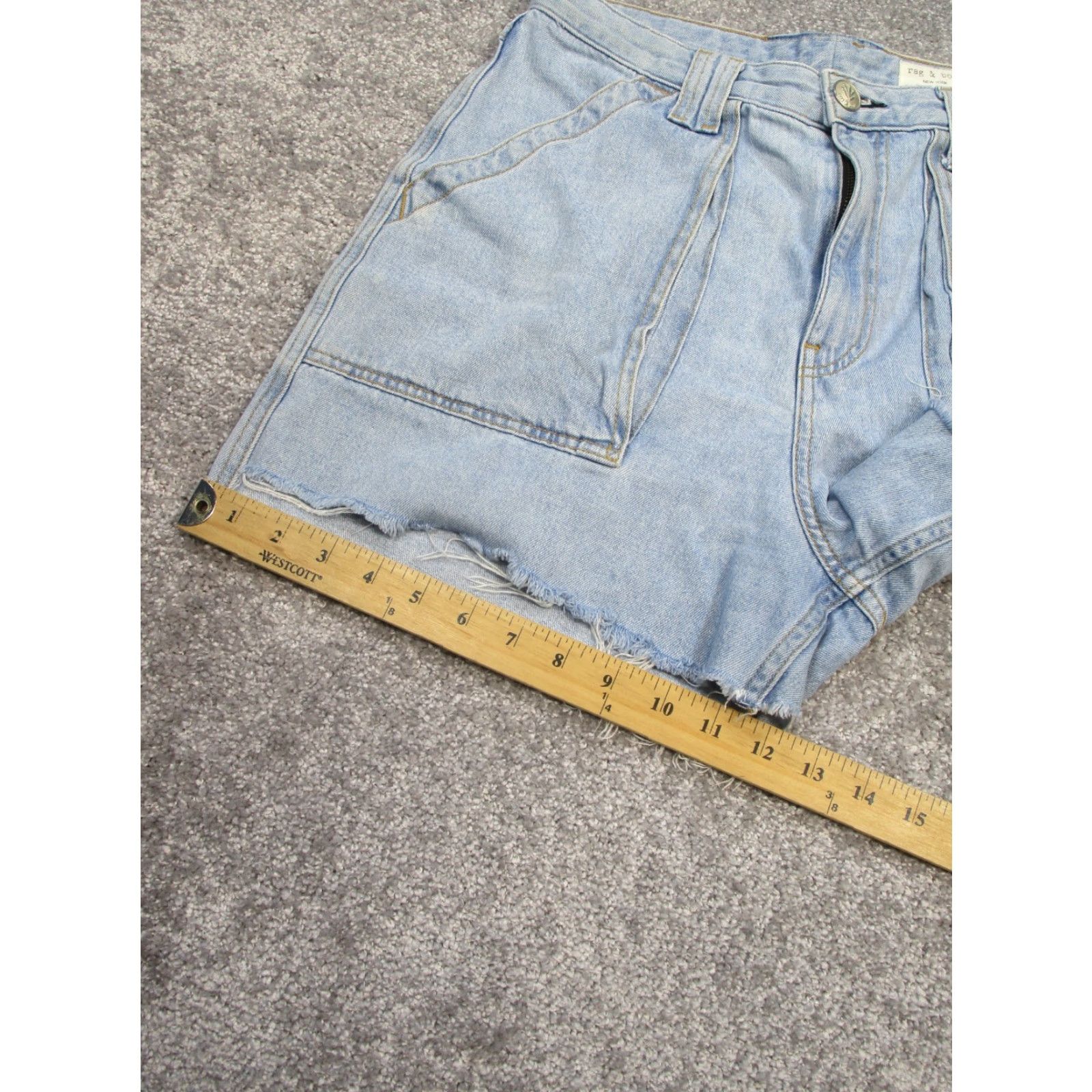 Rag & Bone Rag & Bone Shorts Womens 29 Light Wash Denim High Rise Cut Offs 3.5""} Size 29" - 7 Thumbnail