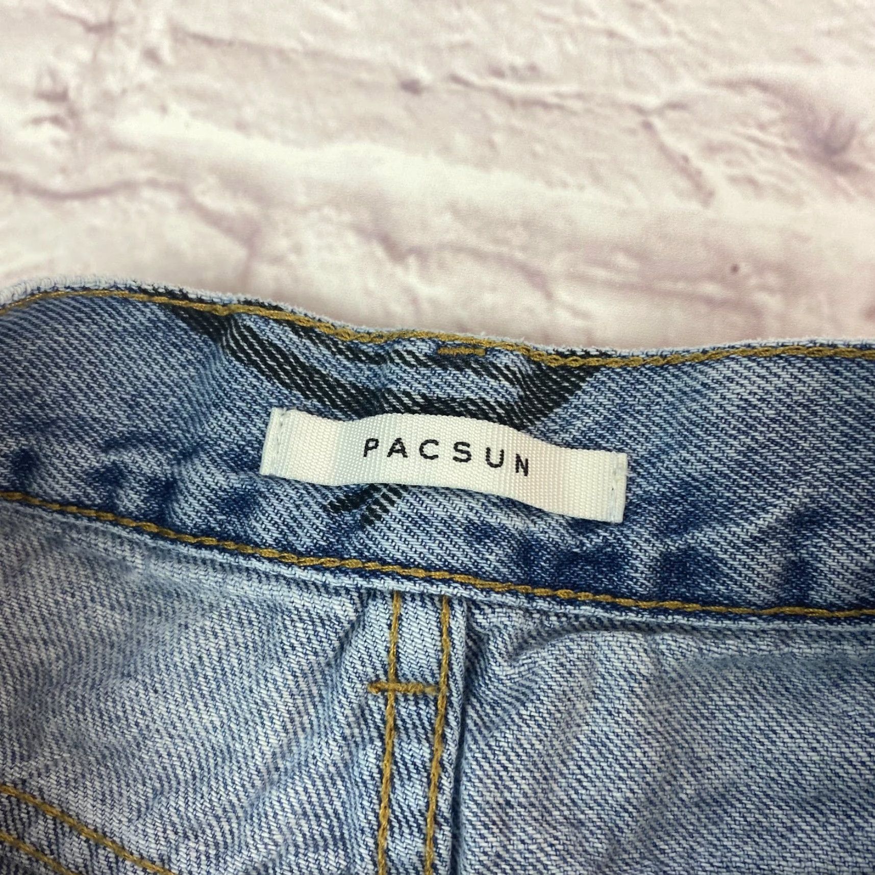 Pacsun PacSun Womens High Rise Straight Jeans Size 25 Blue Butterfly Print Ankle Raw Hem PacSun Jeans 5-Pocket Design Bagged Hem Mens Womens Size 42" / US 20 - 6 Thumbnail