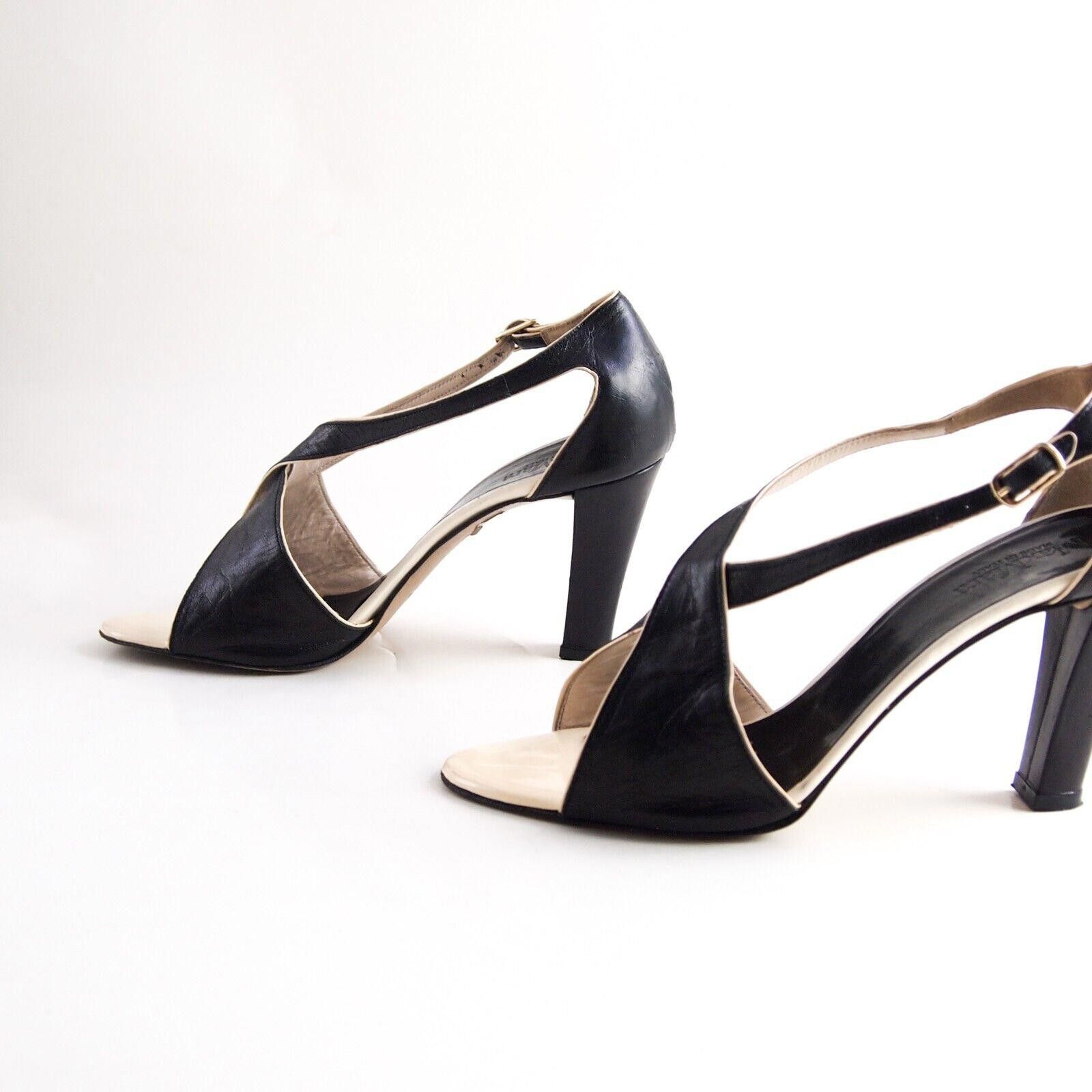 Designer Max Mara Slingback Sandals Black Leather EU 37 US 7 Size US 7 / IT 37 - 2 Thumbnail
