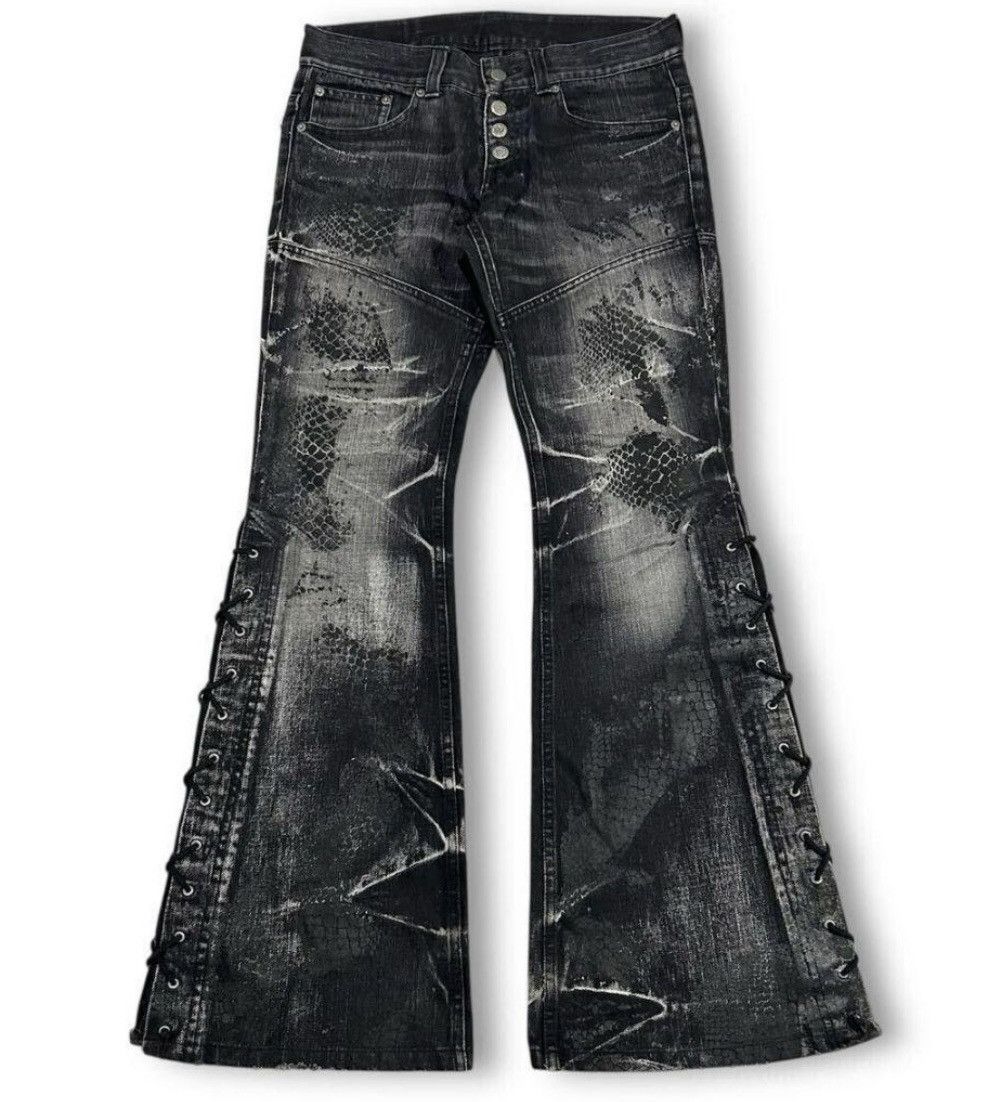 Tornado Mart coated wax python lace up denim
