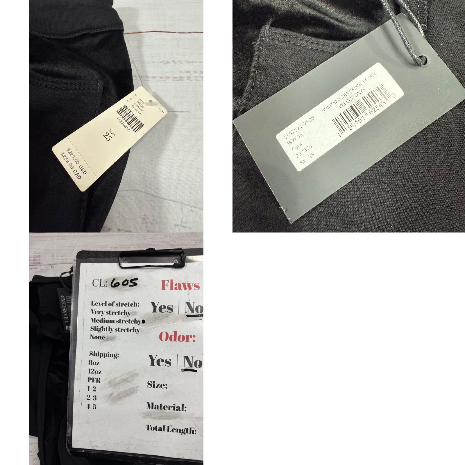 Paige Paige Womens Hoxton High Rise Ultra Skinny Jeans Sz 25 Black Side Stripe Stretch Size 42" / US 20 - 9 Thumbnail
