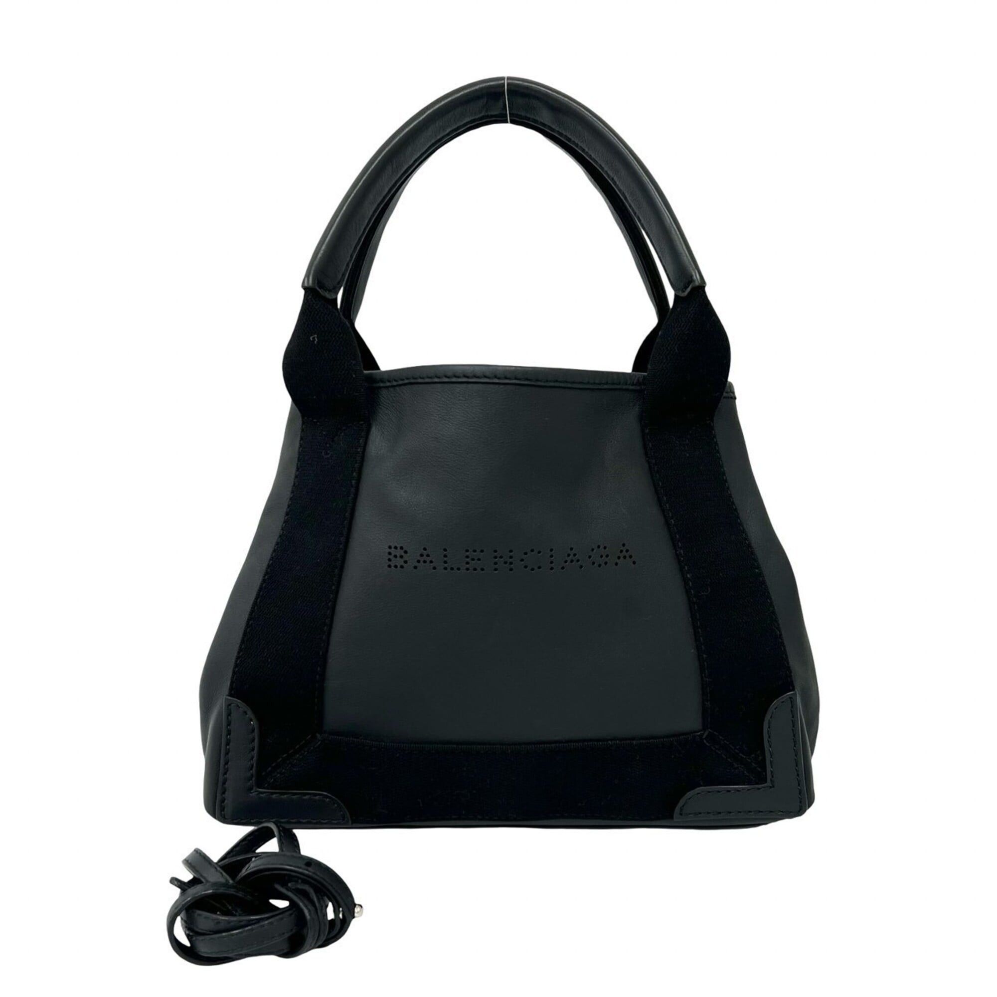 Balenciaga BALENCIAGA Navy Cabas XS Leather 2-way Handbag/Shoulder Bag, Black, 21022 Size ONE SIZE - 1 Thumbnail