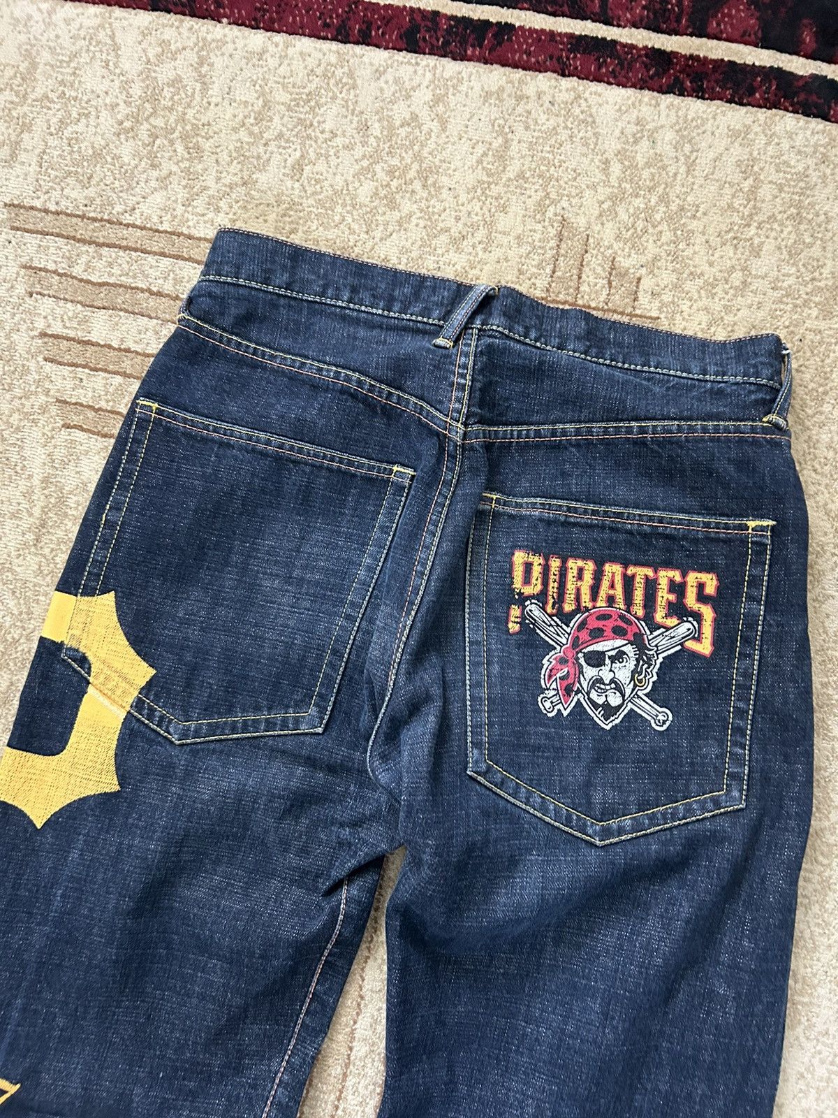 MLB × Vintage Vintage MLB Pittsburgh Pirates Selvedge Denim Jeans Size US 32 / EU 48 - 8 Thumbnail