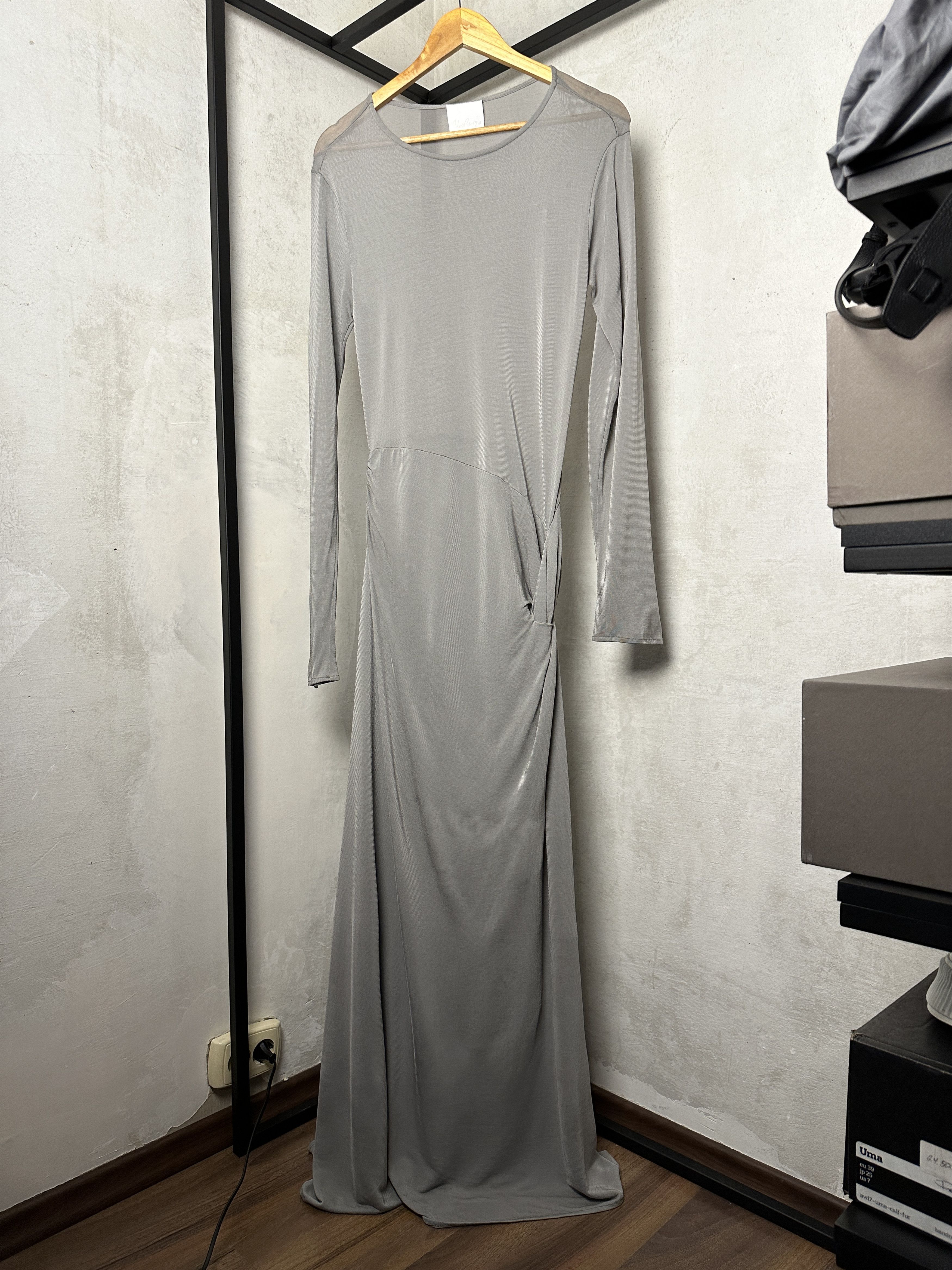 Paris Georgia PARIS GEORGIA Tilda Draped Jersey Silver Maxi Dress Size XS / US 0-2 / IT 36-38 - 6 Thumbnail