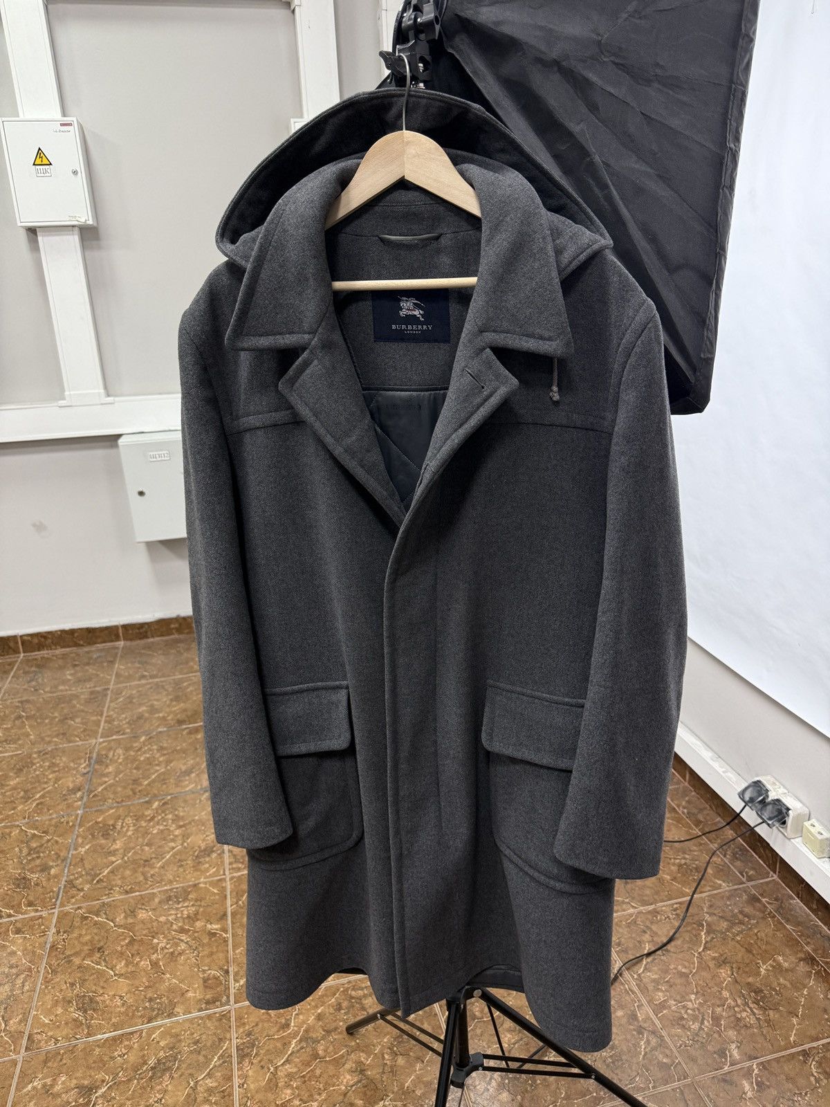 Burberry 🇬🇧 Vintage 90s Burberry London Wool Hooded Coat Retro Rare Size US M / EU 48-50 / 2 - 1 Thumbnail