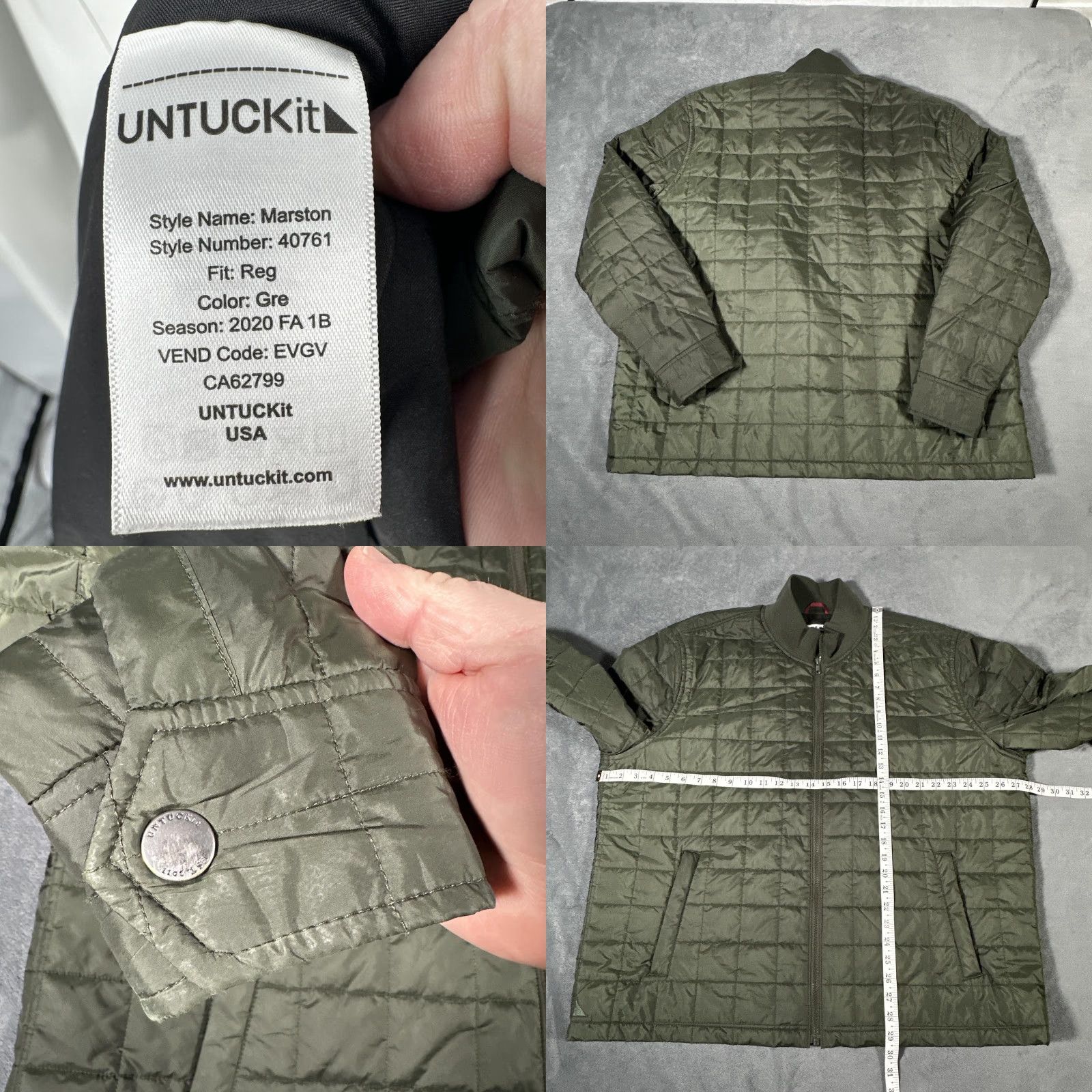 UNTUCKit UNTUCKit Marston Jacket Mens 3XL Green Quilted Full Zip Insulated 40761 Size US XXL / EU 58 / 5 - 8 Thumbnail