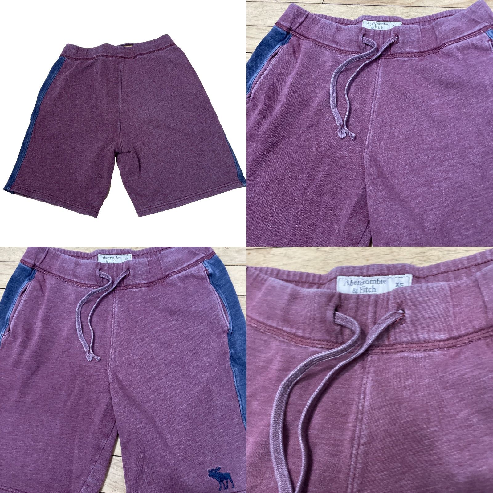Abercrombie & Fitch VINTAGE Abercrombie & Fitch Shorts Men XS Drawstring Knit Moose Red Blue Knit Activewear 90s 00s Vintage Wash Pockets Light Size US 27 - 10 Thumbnail