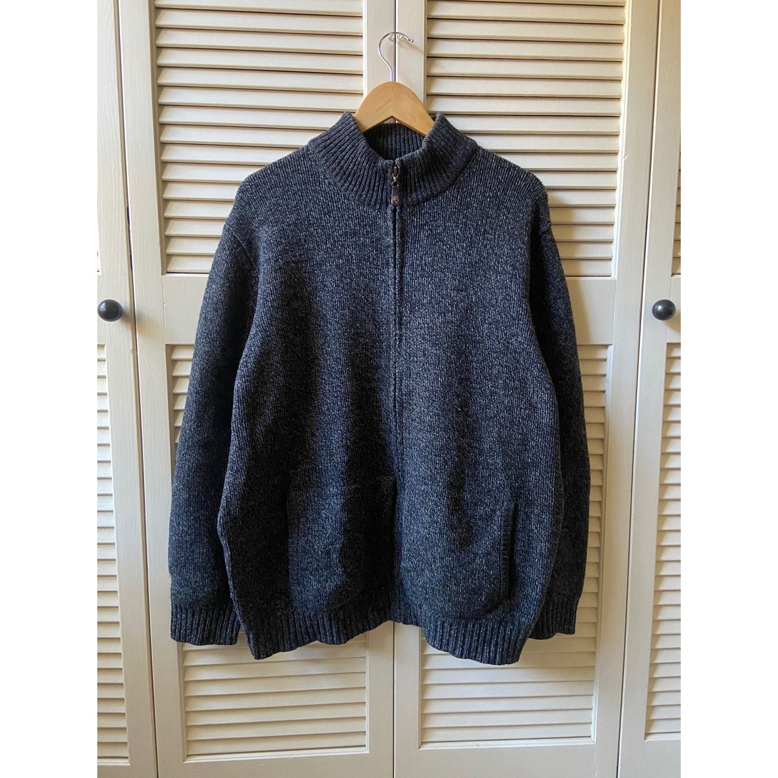 L.L. Bean LL Bean Lambs Wool Zip Grey Knit Sweater Mock Neck Size XL Size US XL / EU 56 / 4 - 1 Thumbnail