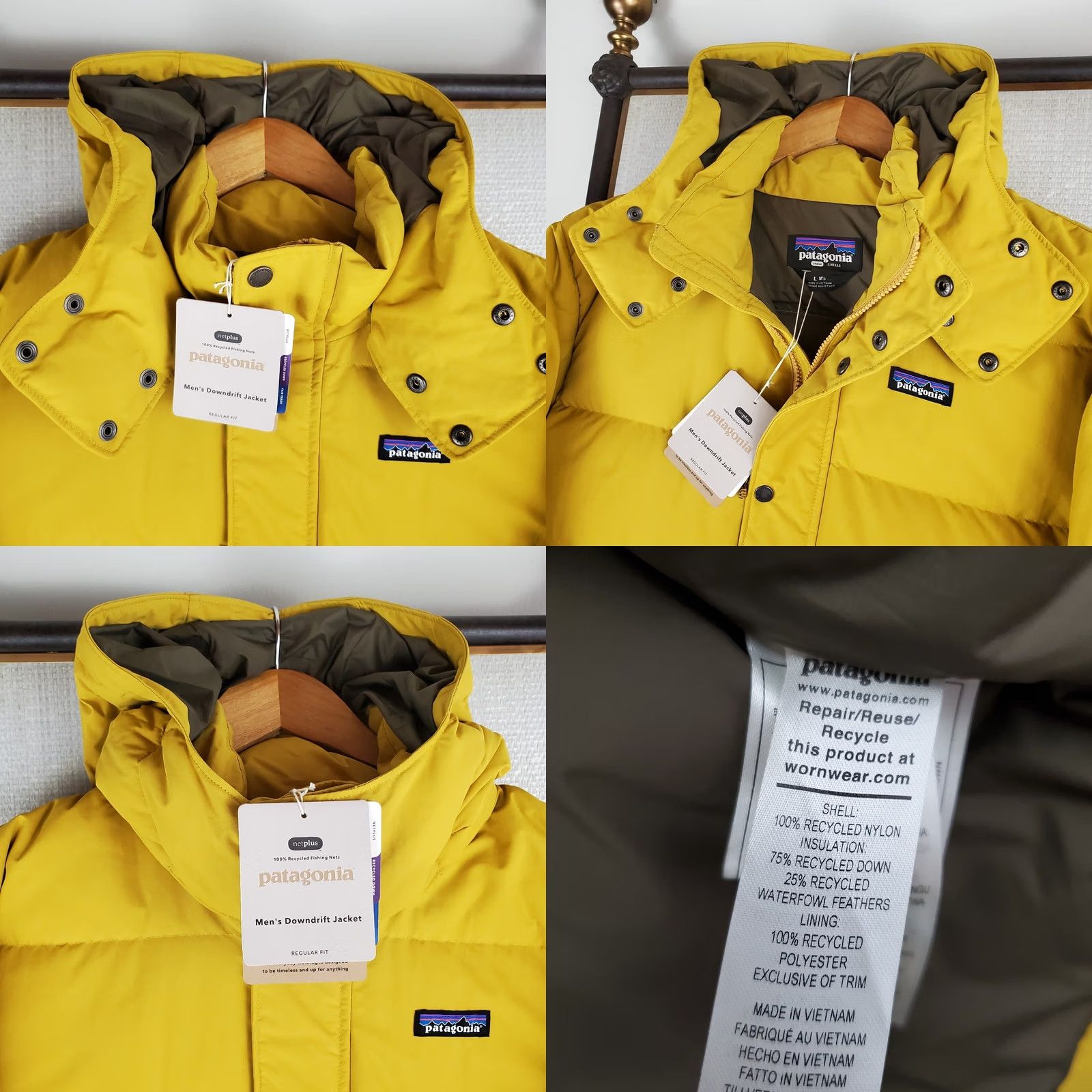 Patagonia PATAGONIA Jacket Mens 600 Down Hooded Downdrift Large Yellow Cabin Gold Winter Down Jacket Coat Size US L / EU 52-54 / 3 - 11 Thumbnail