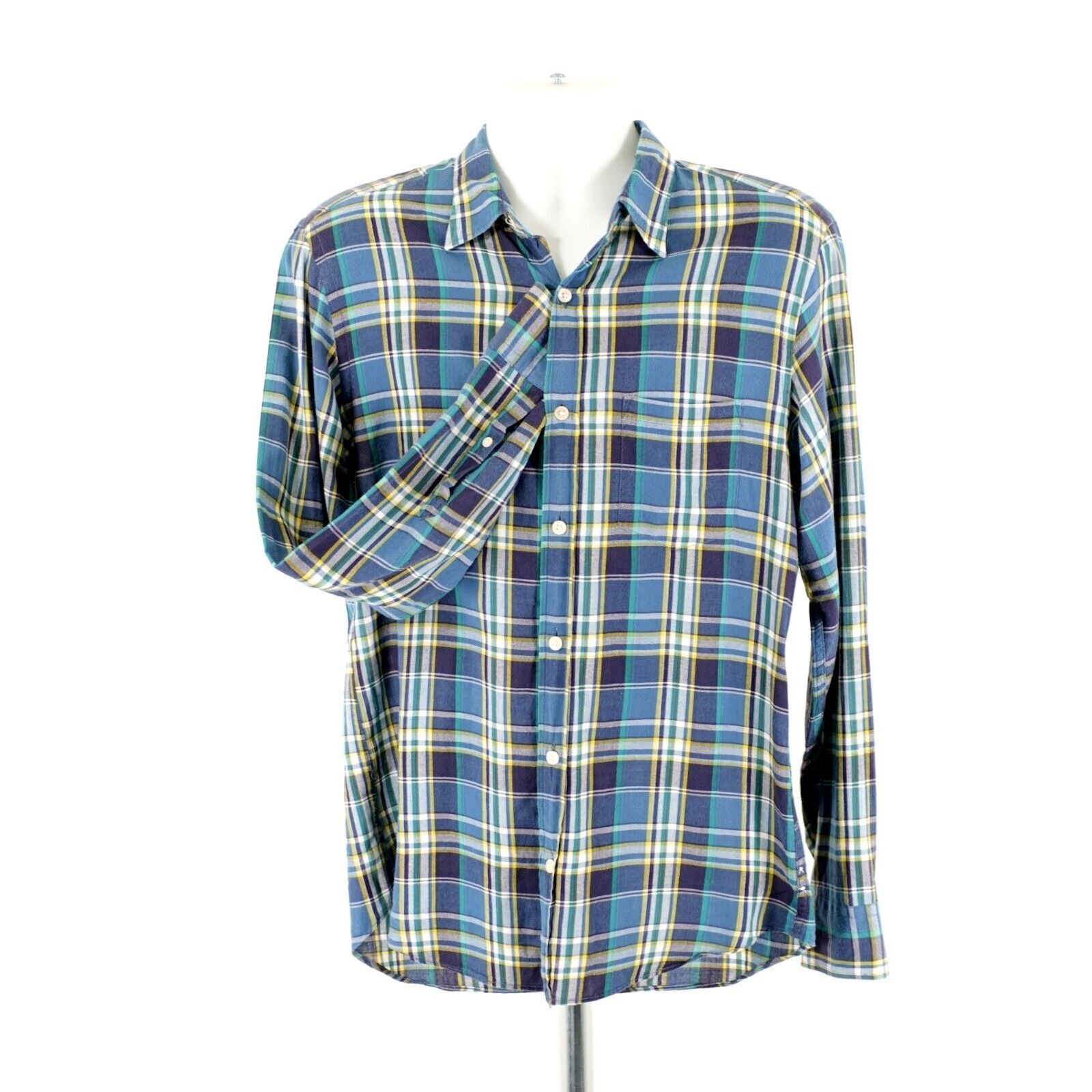 J.Crew J Crew Small Plaid Blue Yellow Green Flannel Tailored Fit Co Size US S / EU 44-46 / 1 - 4 Thumbnail