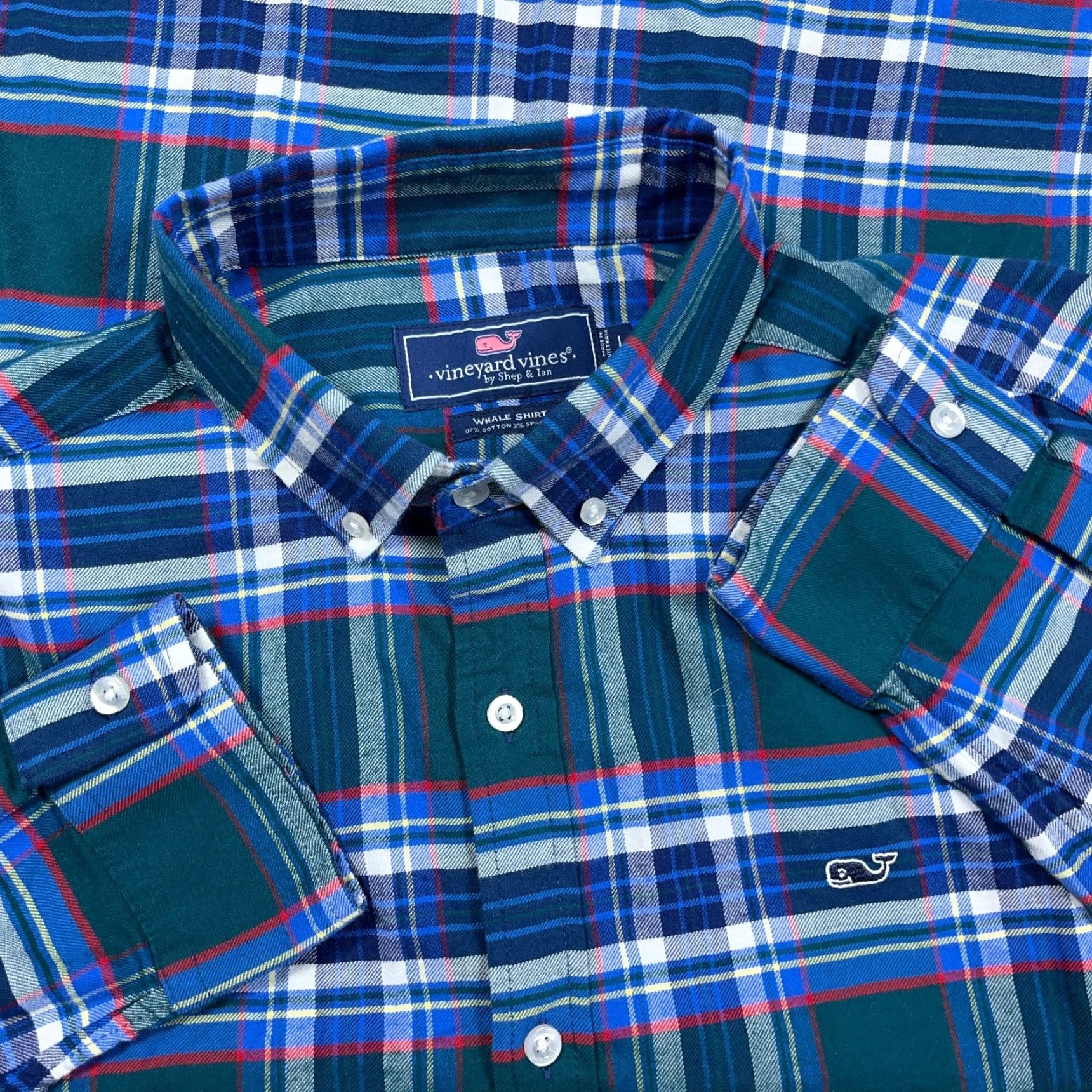Vineyard Vines VINEYARD VINES Flannel Shirt Men L Green Blue Plaid Button-Up Whale Shirt Size US L / EU 52-54 / 3 - 2 Thumbnail