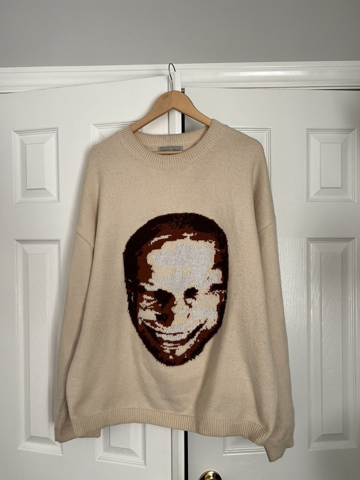 image of Gleb Kostin Solutions Aphex Twin “Mask” Sweater in Beige, Men's (Size XL)