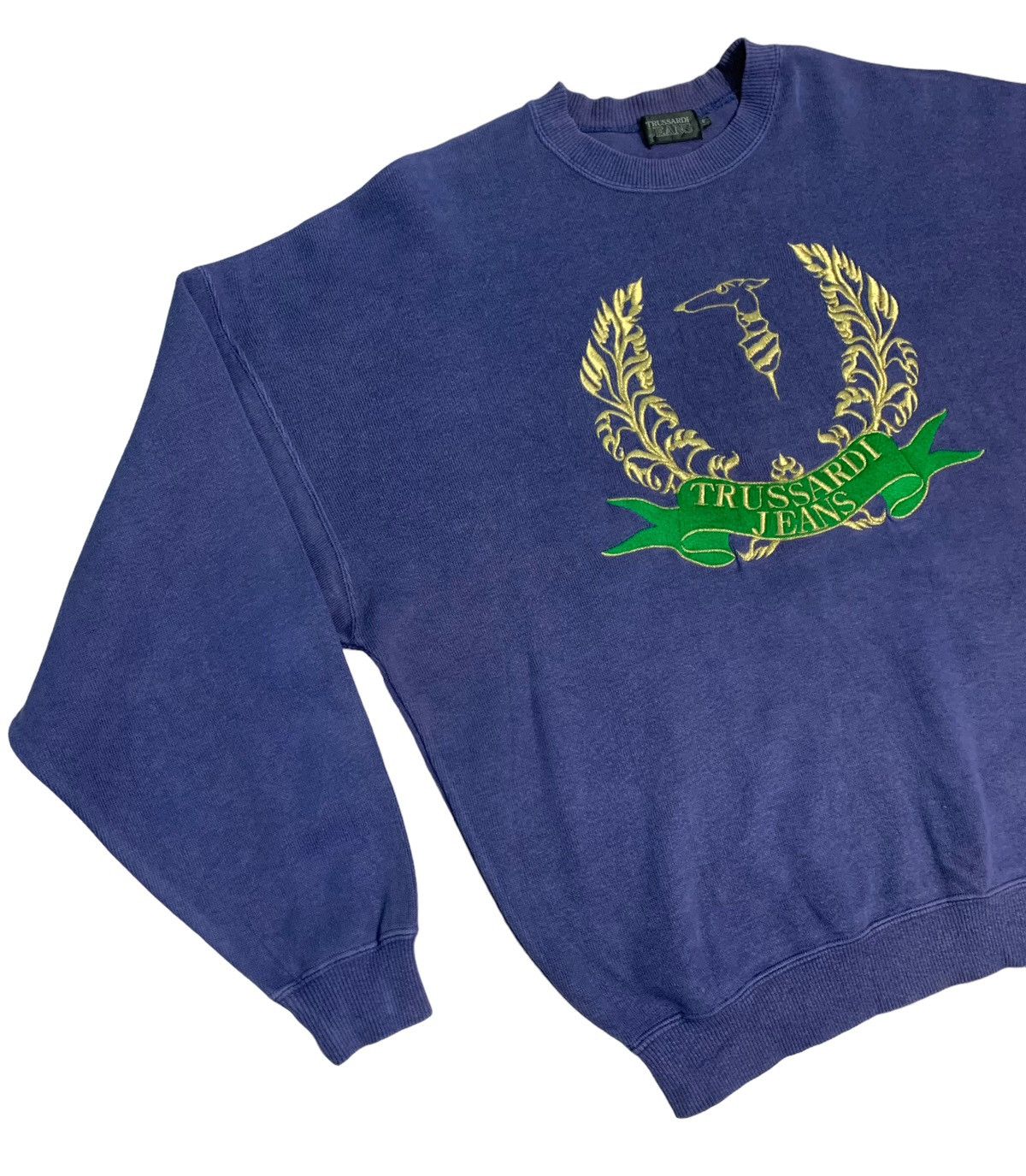 image of Vintage Trussardi Sweatshirts in Blue, Men's (Size Large)