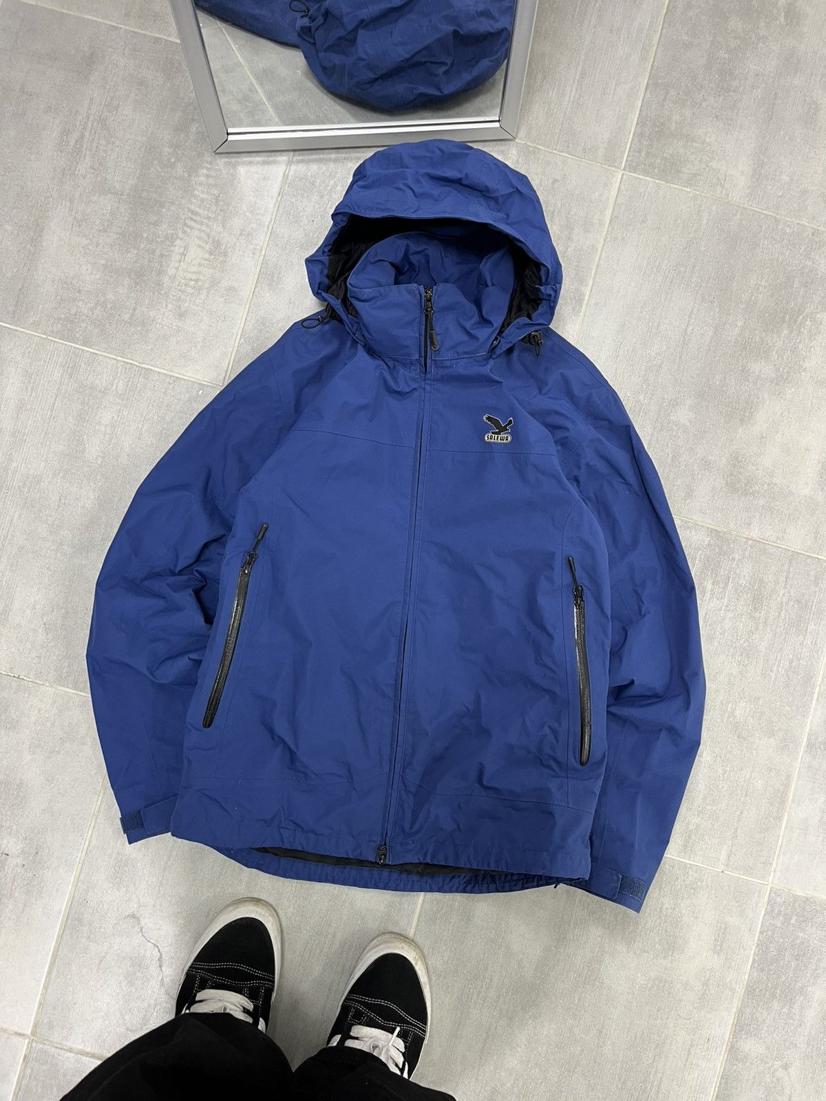 Salewa Gore Tex Jacket Blue Hooded Outdoor Waterproof Mens