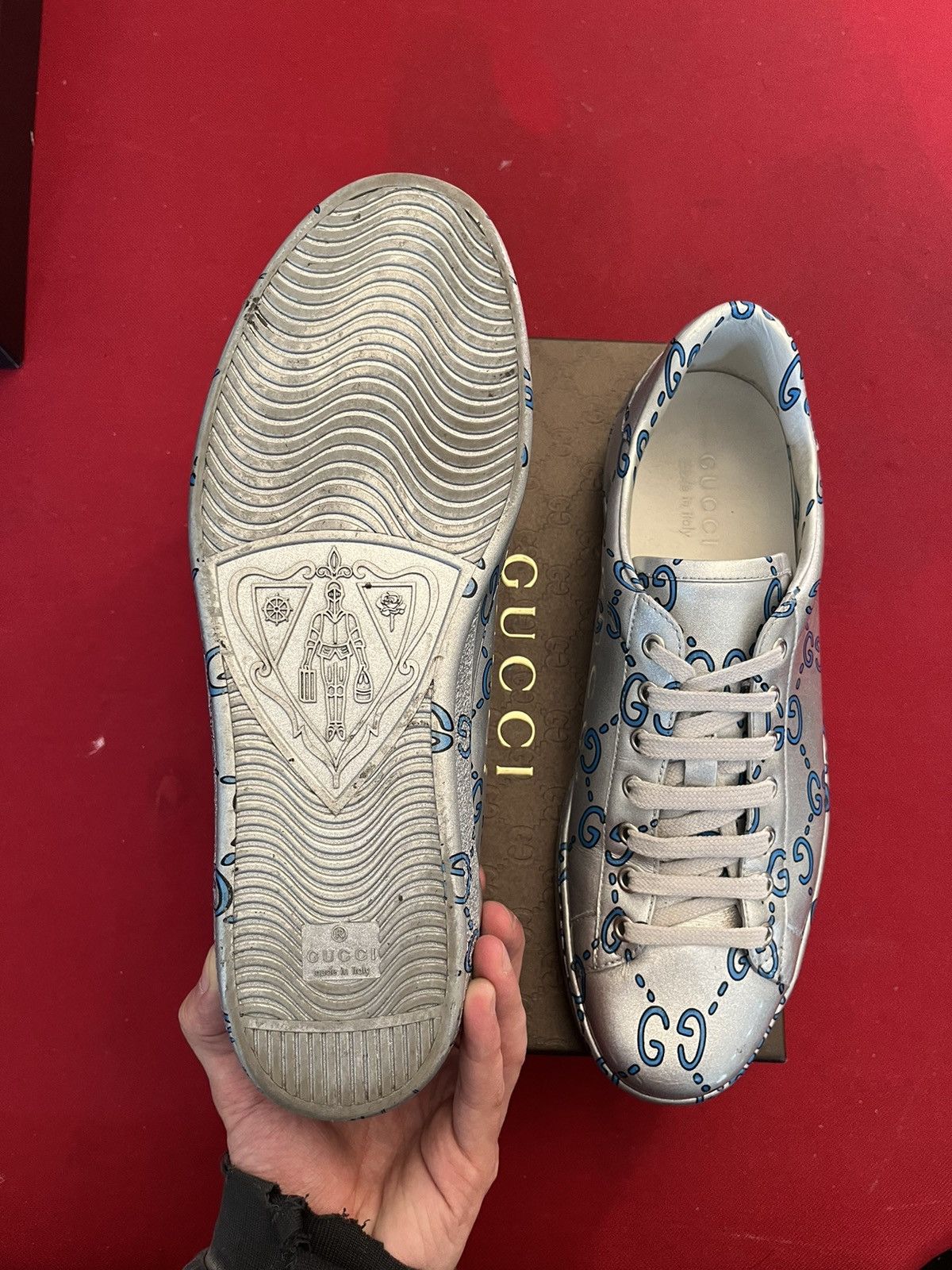 Gucci Gucci ACE GG silver Sneaker Size US 10.5 / EU 43-44 - 3 Thumbnail