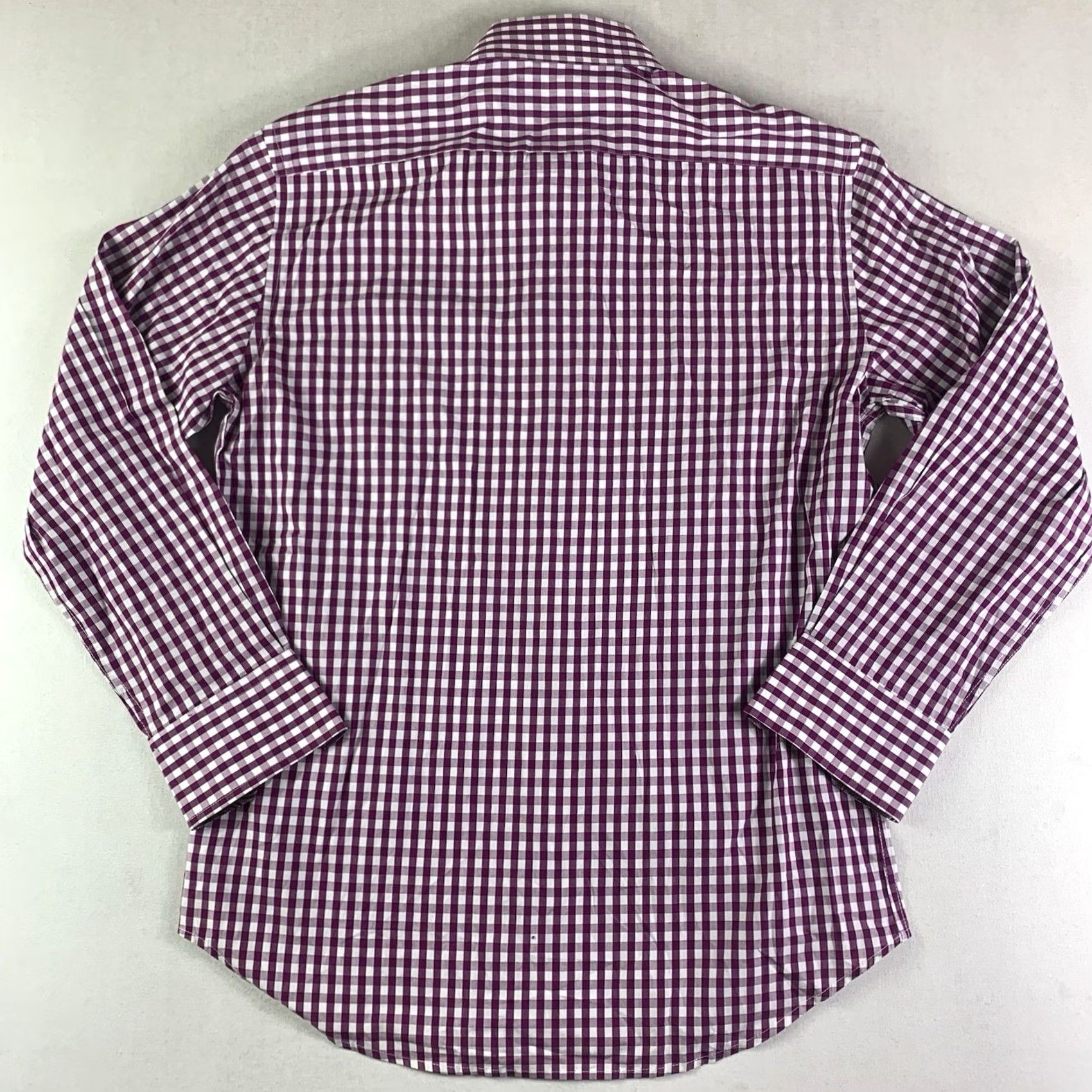 Vintage Bristol & Bull Dress Shirt Mens Medium Burgundy Red Check Button Up Long Sleeve Size 40R - 6 Thumbnail