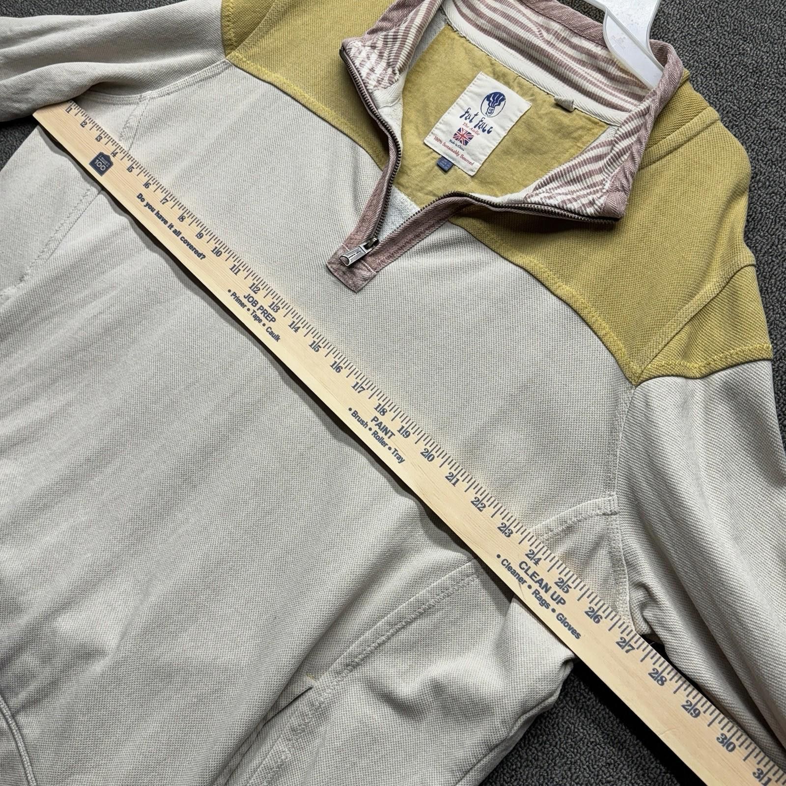 FatFace Fat Face Airlie Men's 1/4 Zip Pullover Ivory Mustard Pink 16 Size US L / EU 52-54 / 3 - 5 Thumbnail