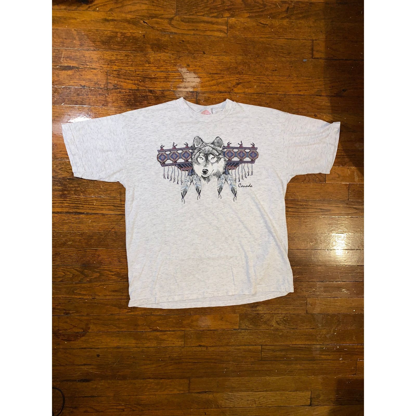 Other × Vintage Vtg 90s Wolf Dreamcatcher T Shirt Canada Made Nature Large Size US M / EU 48-50 / 2 - 1 Thumbnail