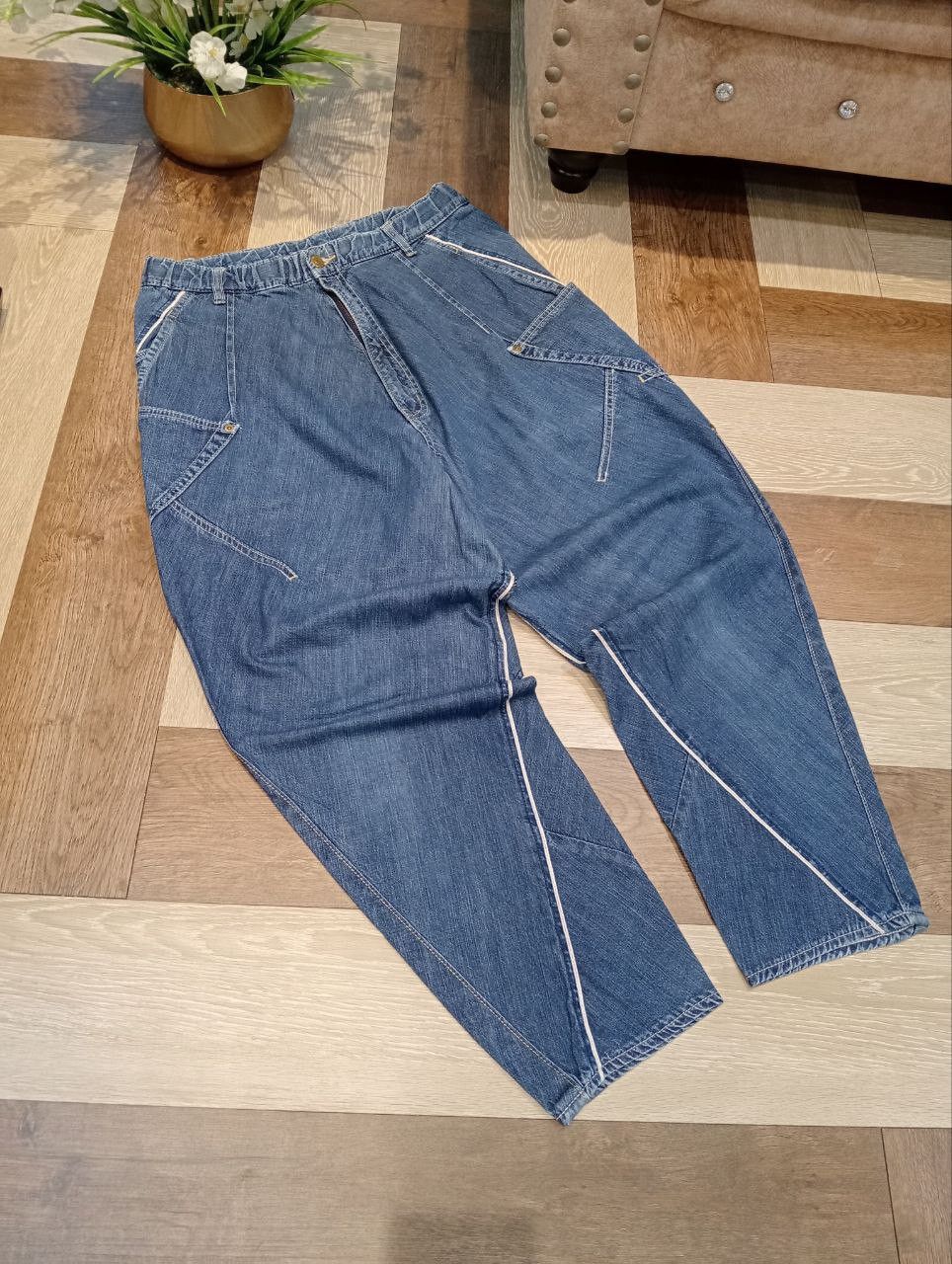 Issey Miyake MERCIBEAUCOUP ISSEY MIYAKE BLUE DENIM BAGGY PANTS Size US 32 / EU 48 - 4 Thumbnail