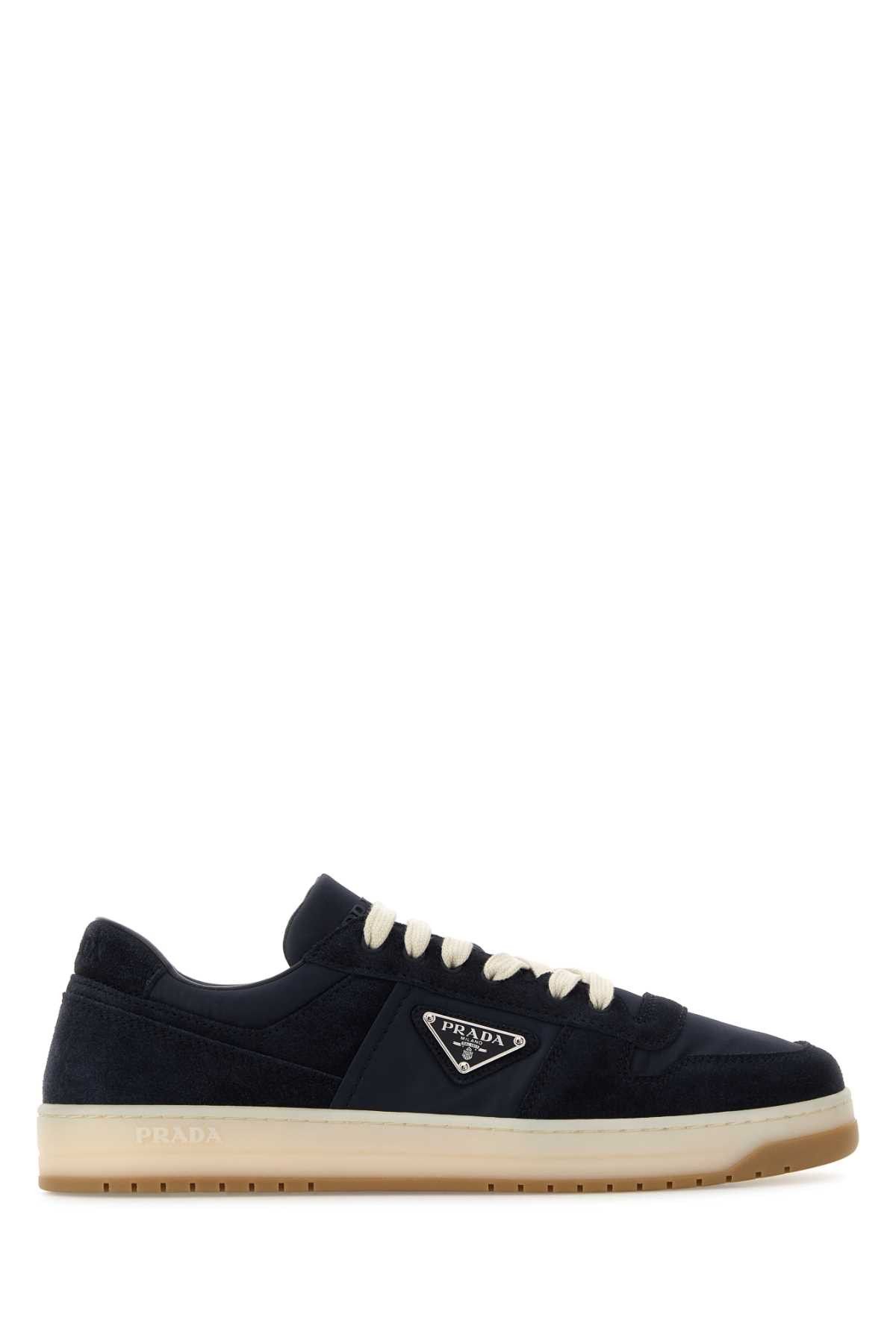Prada Navy Blue Canvas And Suede Downtown Sneakers Size US 11 / EU 44 - 1 Thumbnail