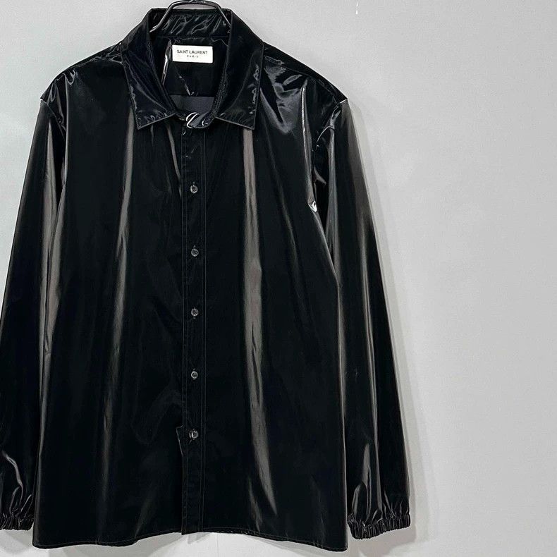 Saint Laurent Paris Saint Laurent Paris size 38 Fw22 black lacquered shirt 250 Size US M / EU 48-50 / 2 - 4 Thumbnail