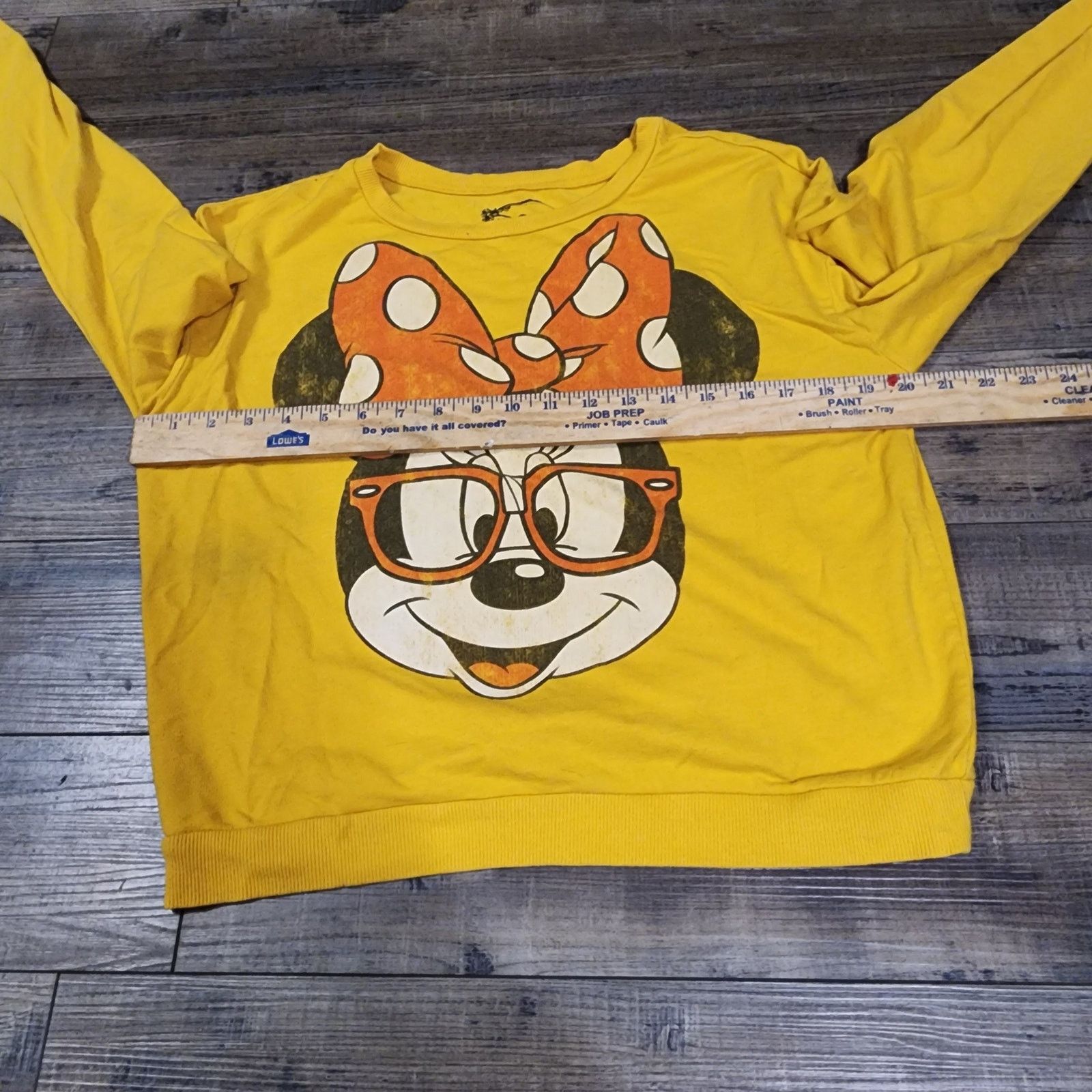 Disney Distressed yellow Minnie Mouse lightweight sweatshirt L 2267 Size L / US 10 / IT 46 - 4 Thumbnail