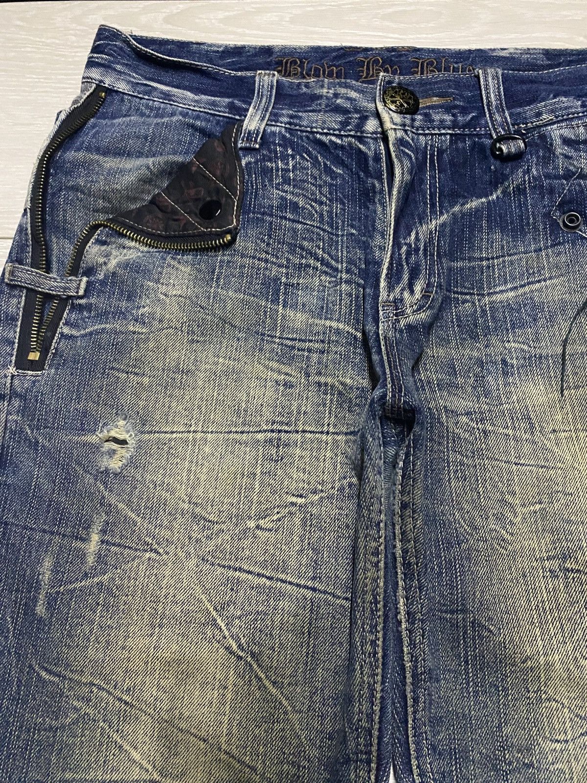 If Six Was Nine Blow By Blue Skull Button Denim Underground Japan Brand Rare Size US 32 / EU 48 - 7 Thumbnail