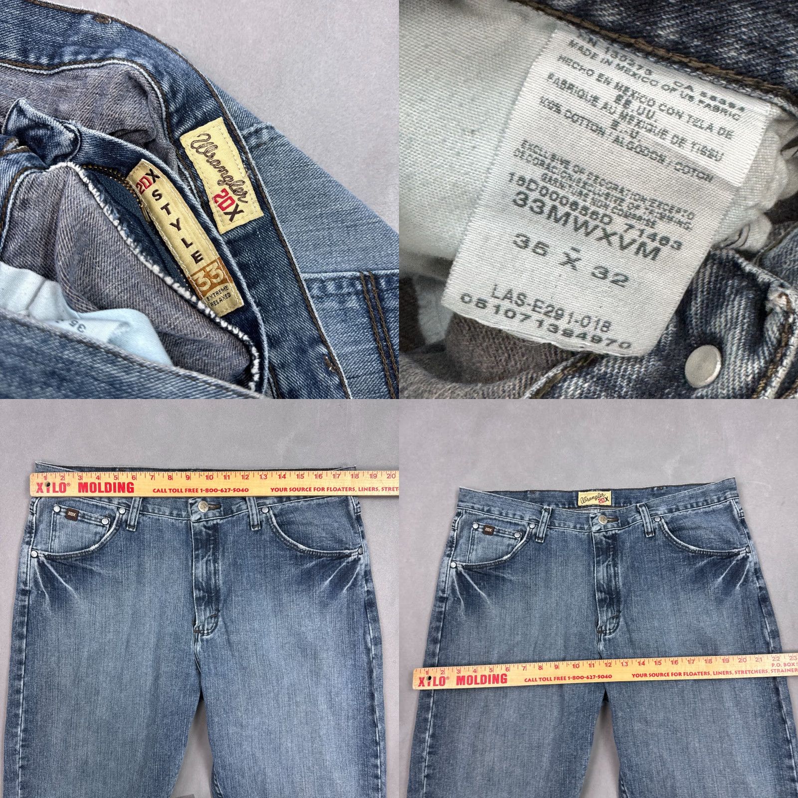 Wrangler Wrangler Jeans Men Blue Style 33 Extreme Relaxed Twenty X 20X 36x32 Denim 5-Pocket Design Relaxed Mens Jeans Wrangler 20X Cowboy Vintage No N/A Size US 35 - 8 Thumbnail