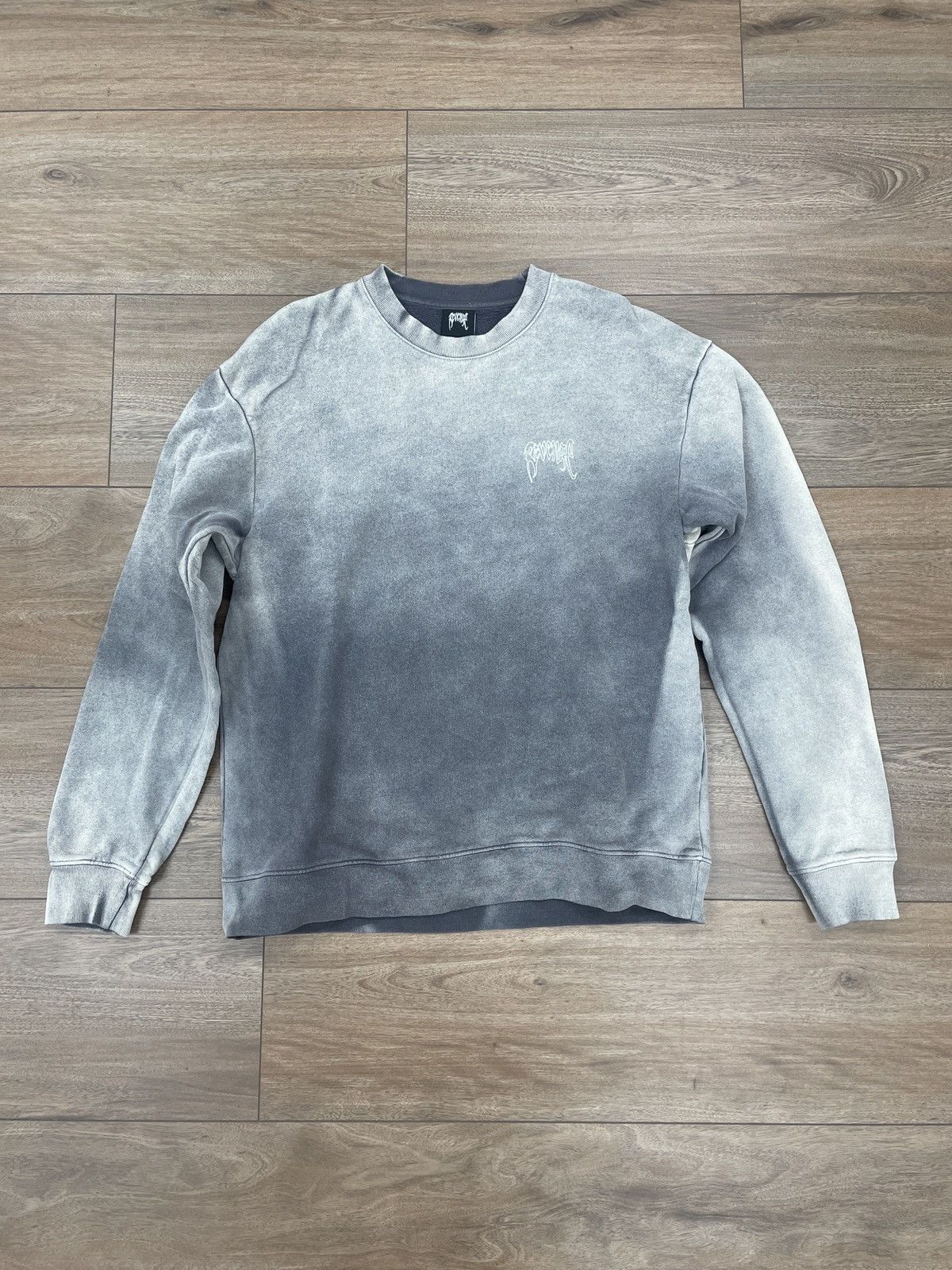Revenge Revenge Charcoal Distressed Wash Embroidered Sweatshirt Size US L / EU 52-54 / 3 - 1 Thumbnail