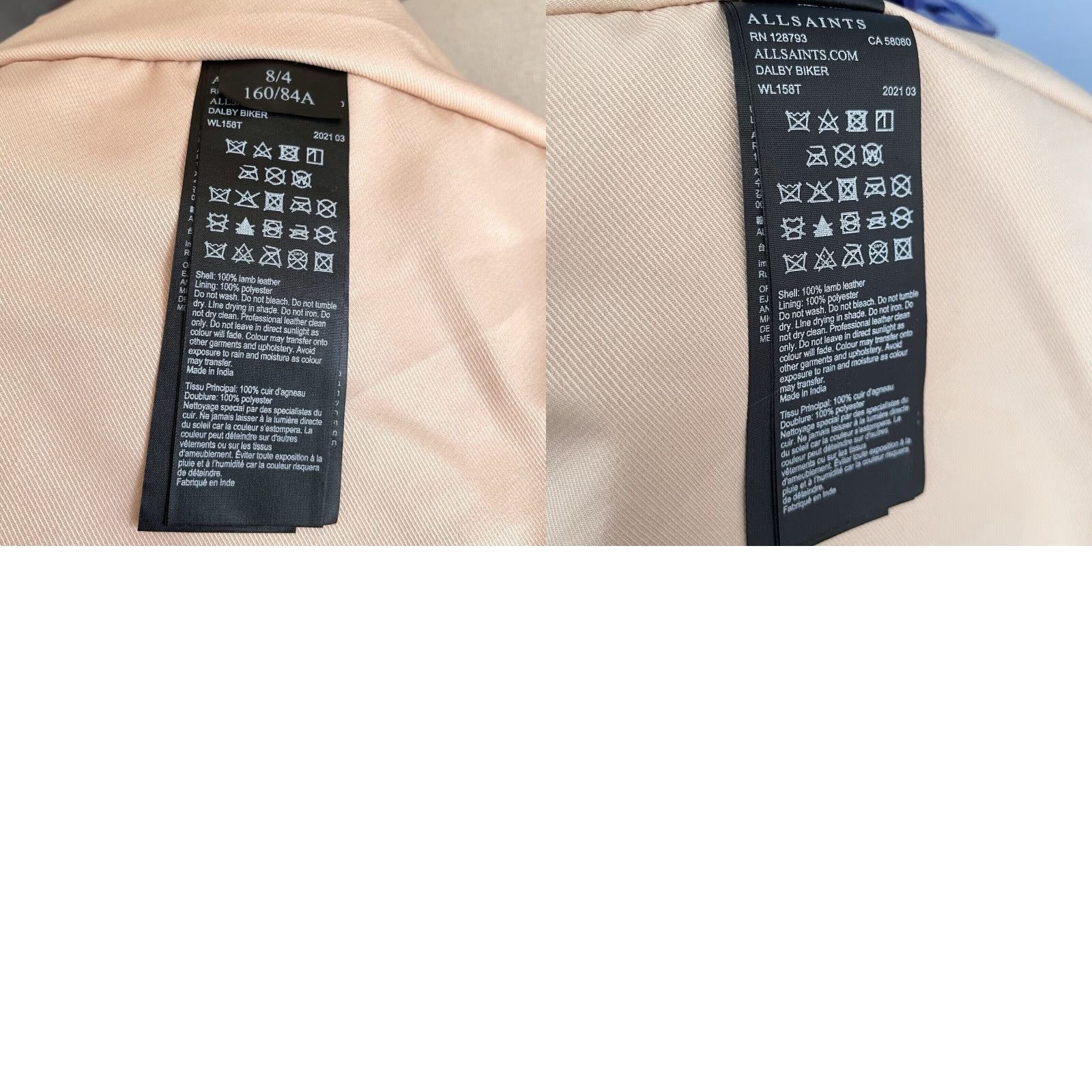 Allsaints AllSaints Dalby Leather Biker Jacket Women US 4 Pale Pink Size S / US 4 / IT 40 - 9 Thumbnail