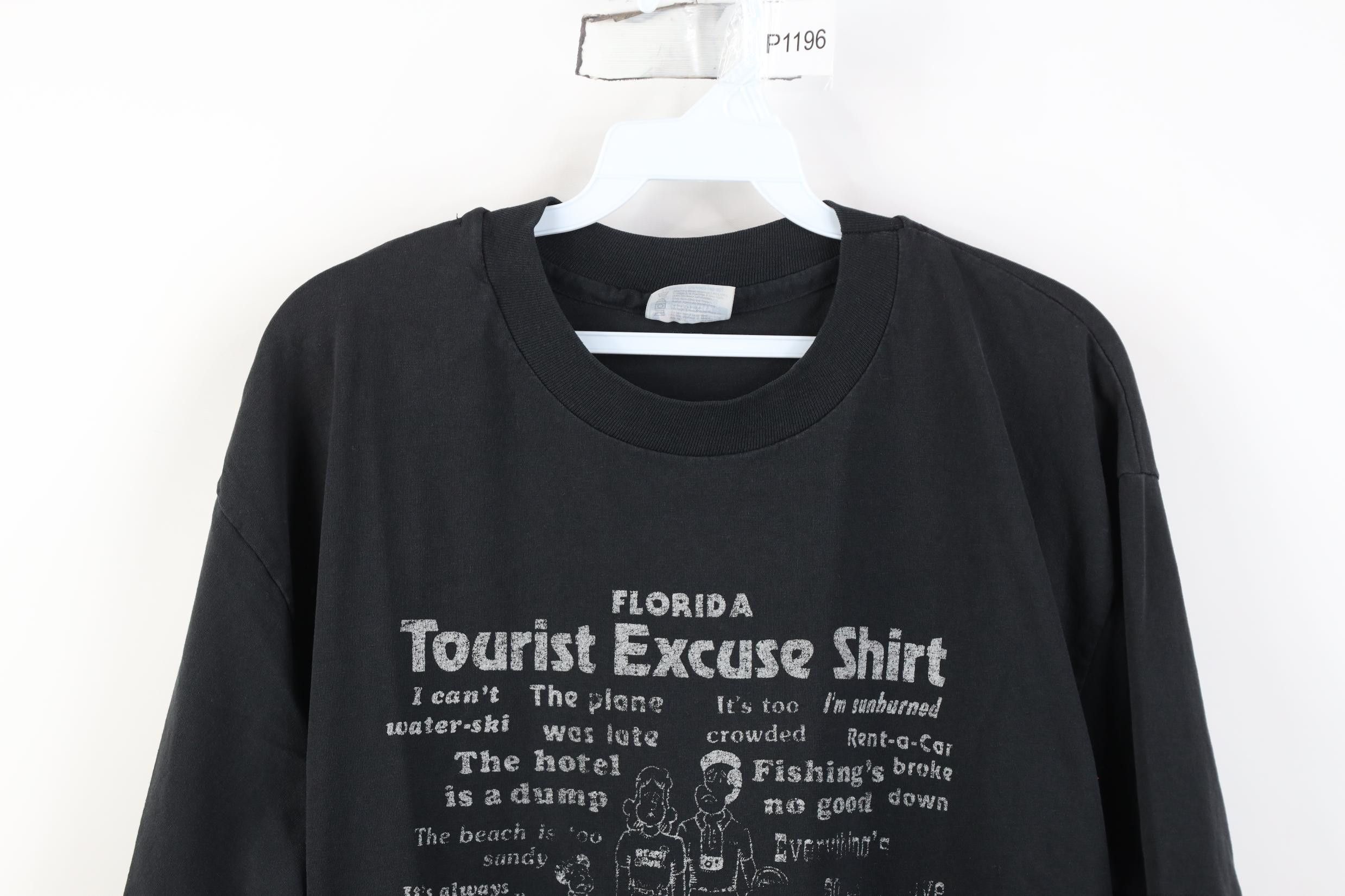 Vintage Vintage 80s Spell Florida Tourist Excuse T-Shirt Black USA Size US XL / EU 56 / 4 - 2 Thumbnail