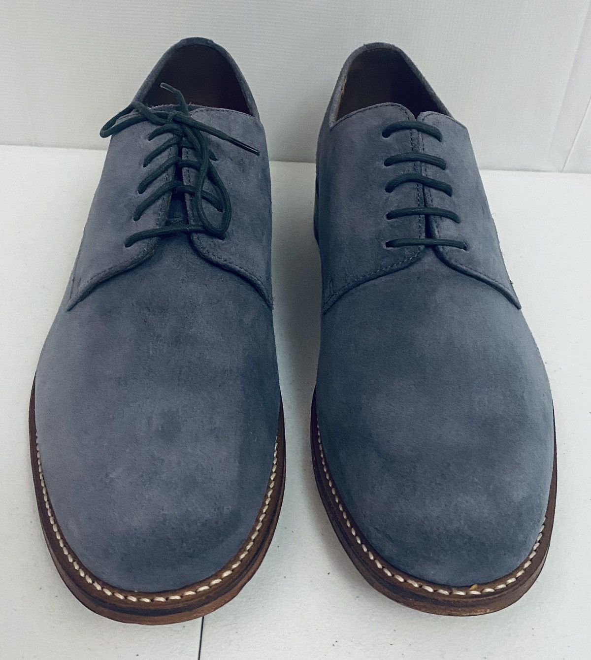 Grenson Grenson 🏴󠁧󠁢󠁥󠁮󠁧󠁿 Blue Suede Leather Burnished Finnegan Derby 10 NIB Size US 10 / EU 43 - 5 Thumbnail