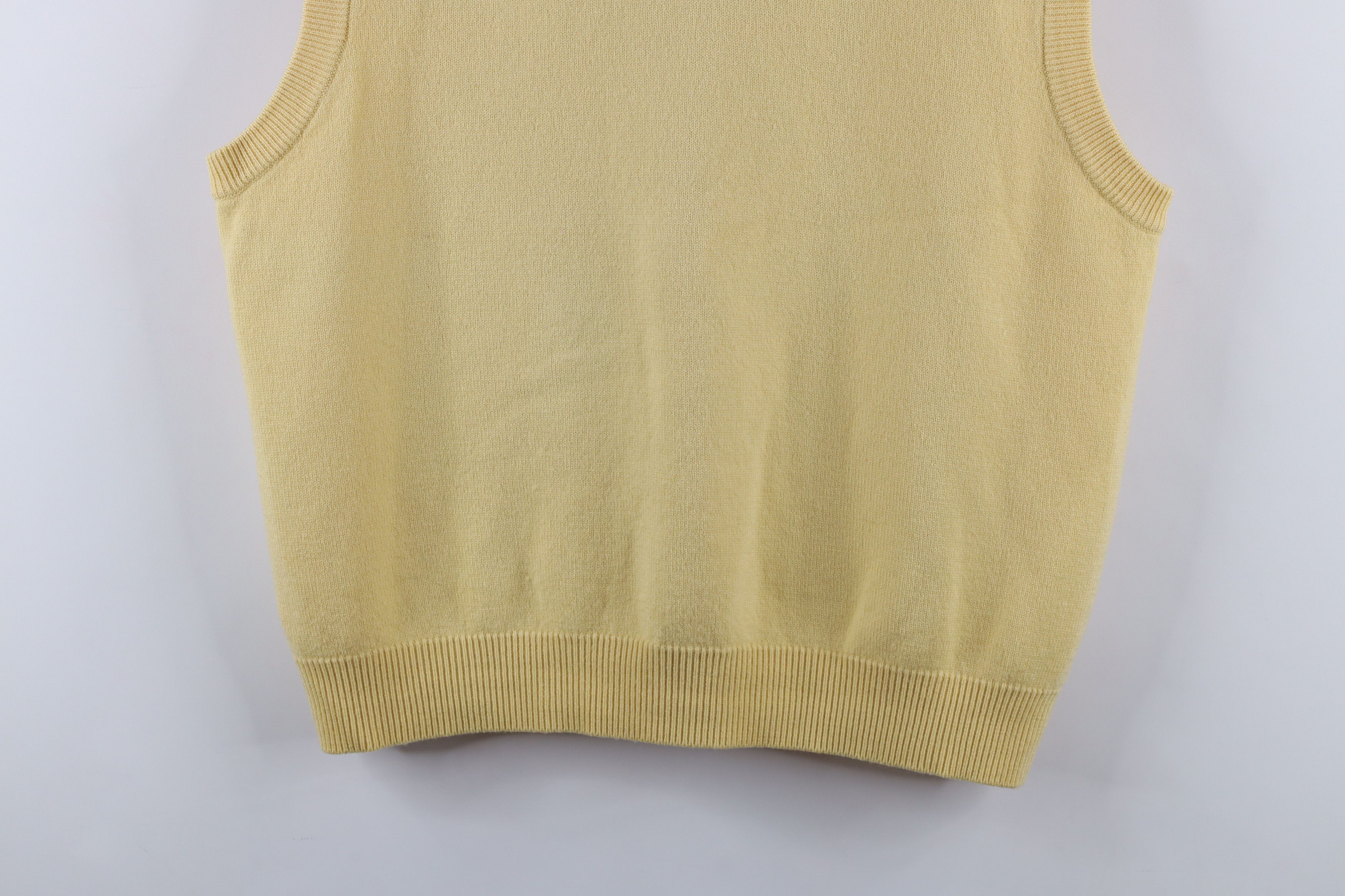 Vintage Vintage 90s Viyella Wool Knit V-Neck Sweater Vest Yellow Size US L / EU 52-54 / 3 - 3 Thumbnail