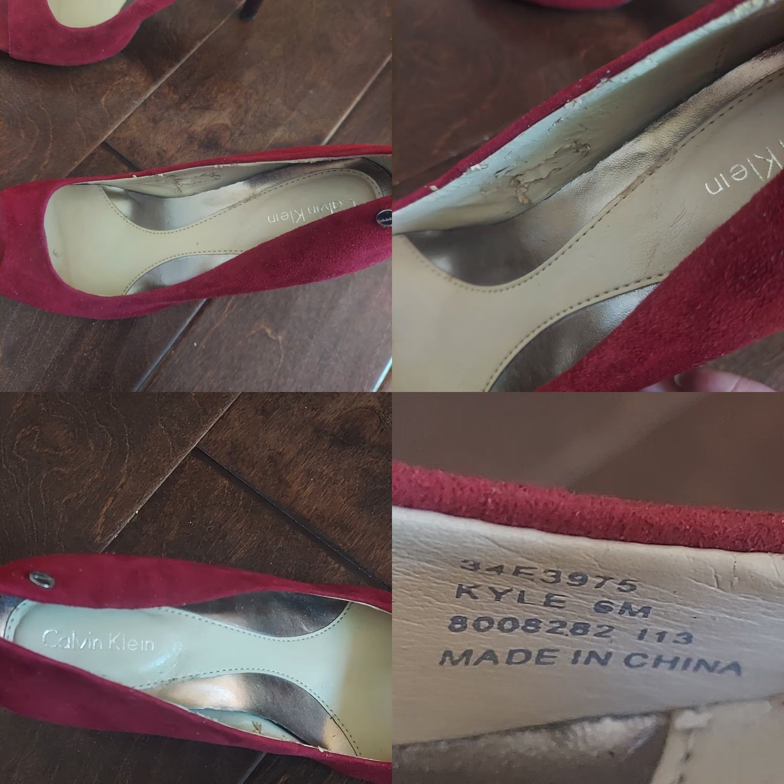 Calvin Klein Calvin Klein Women's Pump - Heel - Peep Toe - Red - Suede - Size 6M - Shoes Size US 6 / IT 36 - 8 Thumbnail